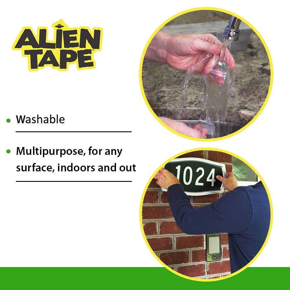 ALIEN TAPE Double Sided Tape Heavy Duty, Nano Tape, Double Sided Mounting Tape, Heavy Duty Double Sided Tape for Walls, Wall Tape, Clear Adhesive Tape for Poster Photo Wall DΓ©cor As Seen on TV 30 Feet