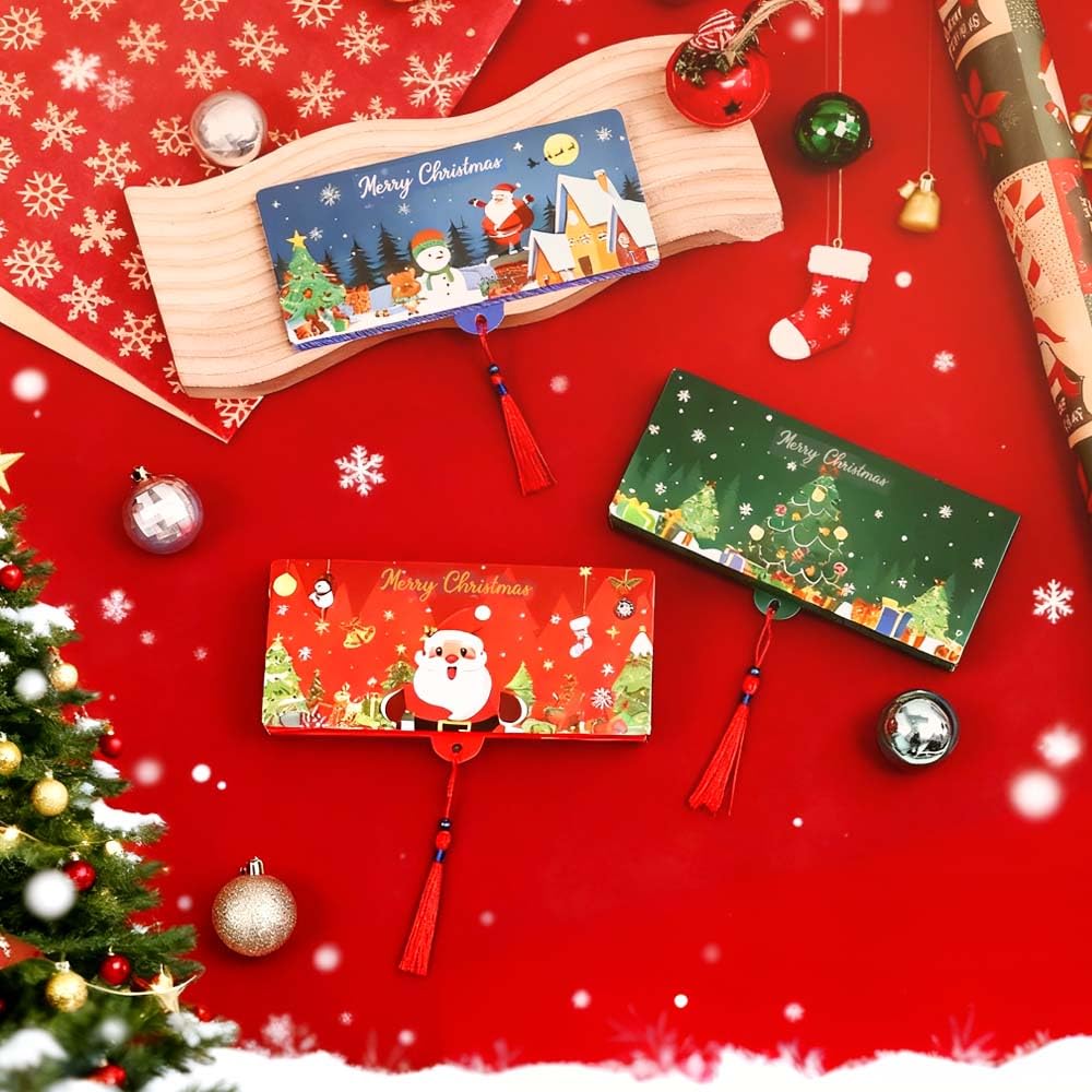 Christmas Cash Gift Envelope, 2025 New Christmas Money Holders with 10 Slots for Cash, Surprise Money Envelopes Gift Card Women Men Girls Boys Birthday Holiday (Red-3 pack)