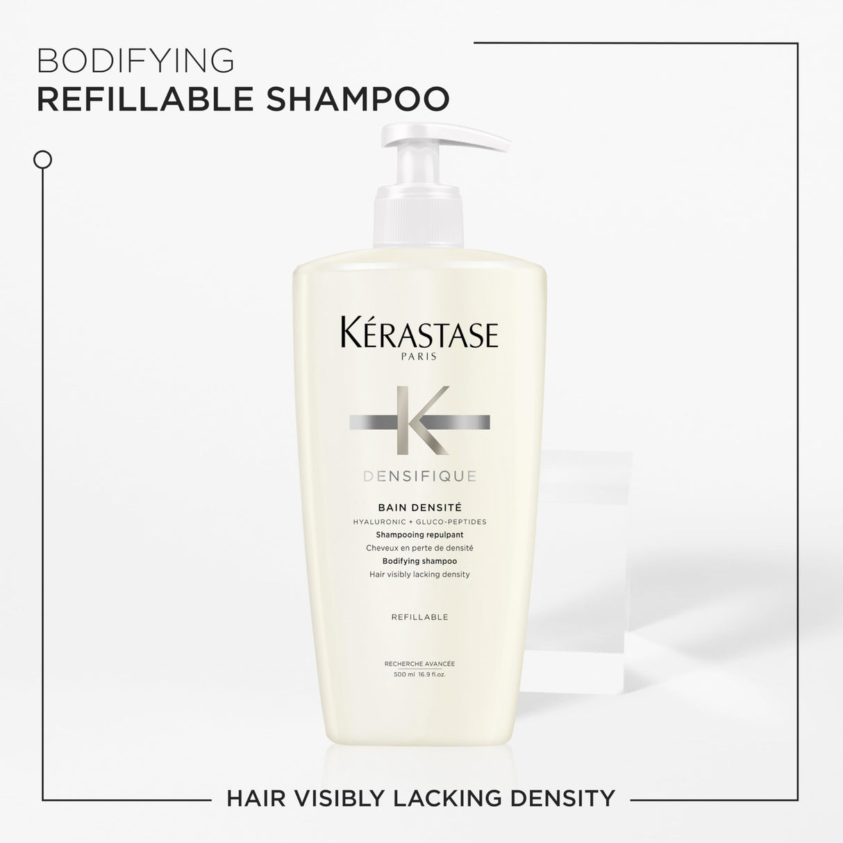 Kerastase Densifique Densité Shampoo - Thickening & Strengthening Shampoo, Removes Build-Up & Adds Shine, With Hyaluronic Acid, For Fine, Thin & Thinning Hair, 16.9 Fl Oz