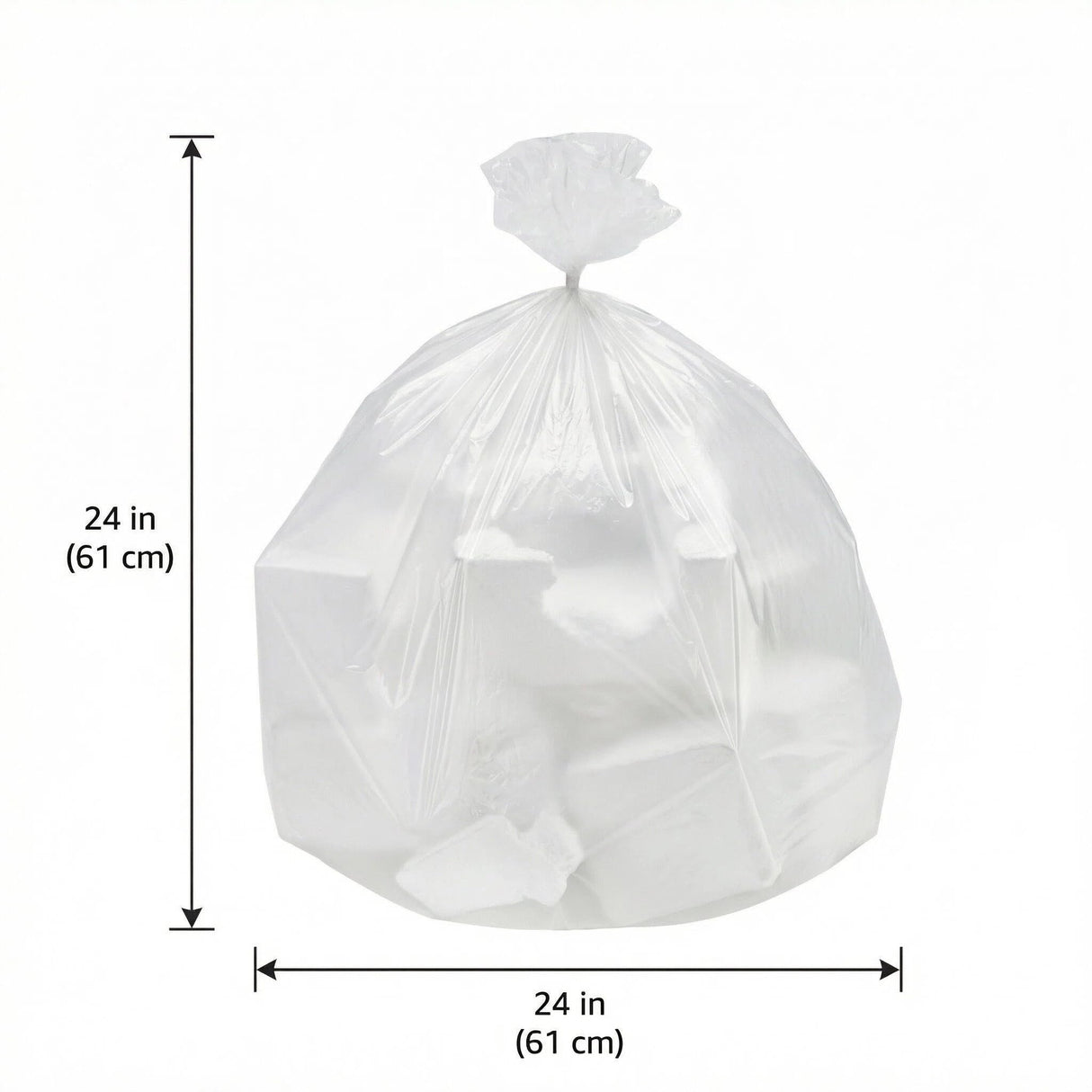 LUTREVA 7-10 Gallon Trash Can Liners, Wholesale 1000 Count, High Density Garbage Bags, 24'' x 24'', Clear, Intended for Office, Business, Paper, Home, Styrofoam Commercial and Industrial