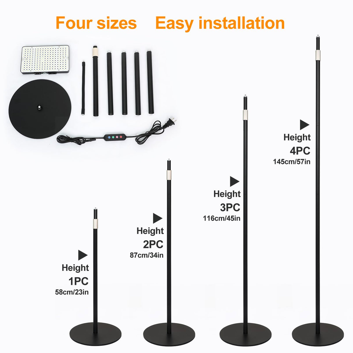 FECiDA 2026 Floor Lamp Grow Light, Standing Grow Lights with Stable Round Base for Tall Indoor Plants, Bonsai Tree, Monstera, 4/8/12/16/20 Hr Timer, 25 Watt Power Draw, 40"-76" Height Adjustable