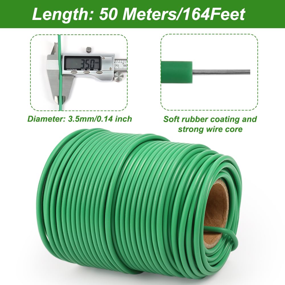 Shintop 3.5mm Plant Ties, 164ft Green Garden Wire for Climbing Plants
