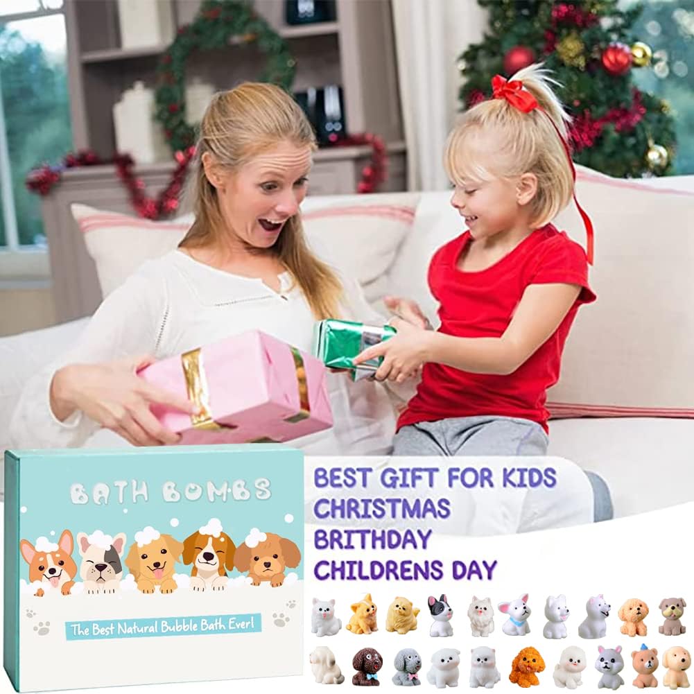 Bath Bombs for Kids with Surprise Inside for Girls Boys Toddlers, 20 Pack Organic Kids Bath Bombs with Puppy Dolls Inside, Kids Safe Handmade Bubble Bath Fizzies, Ideal Birthday Christmas Gift Set