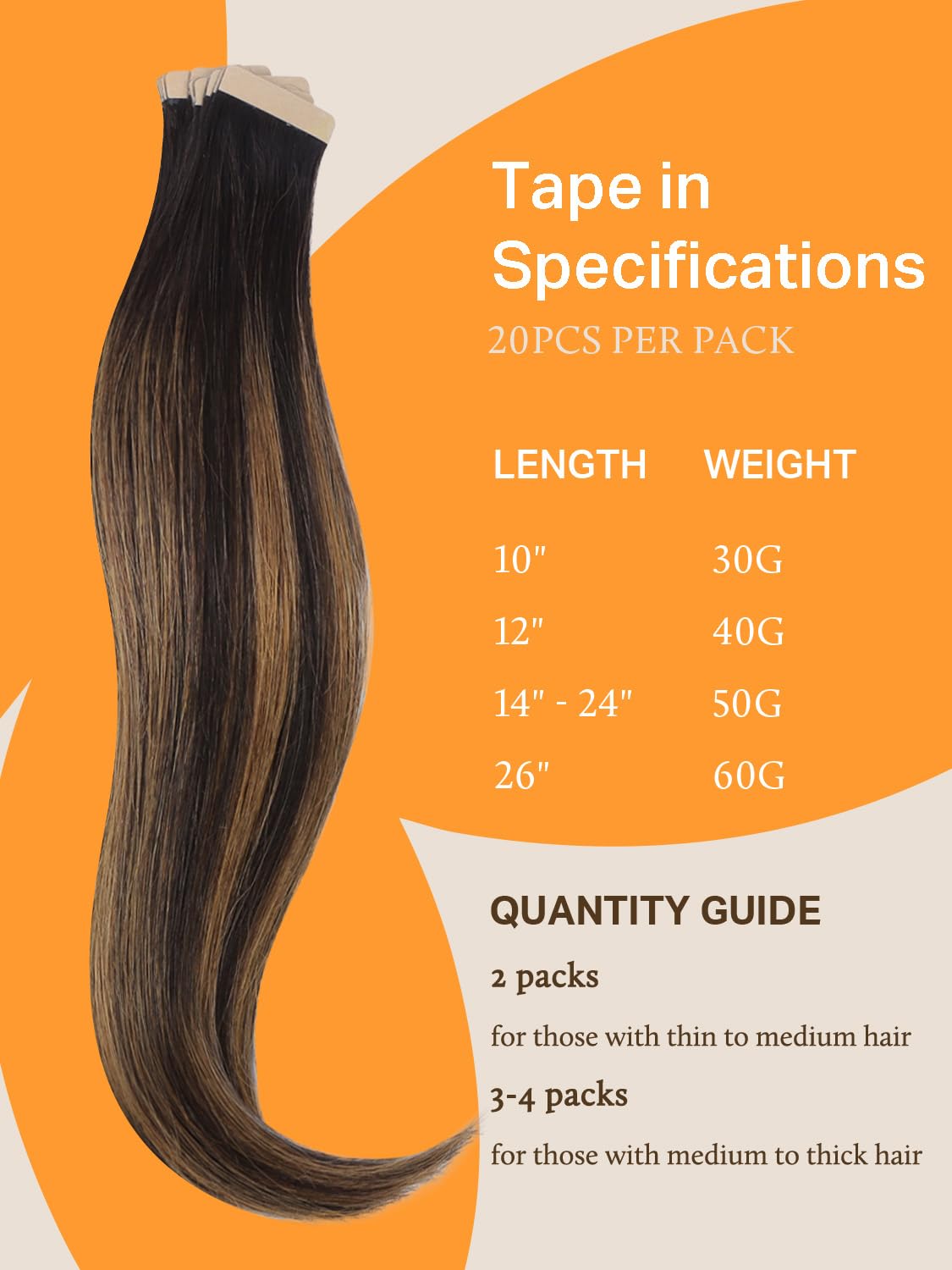 DOORES Hair Extensions Tape in Human Hair Balayage Dark Brown to Chestnut Brown 20pcs 50g 20 Inch Silky Straight Tape in Human Hair Extensions Natural Hair Skin Weft