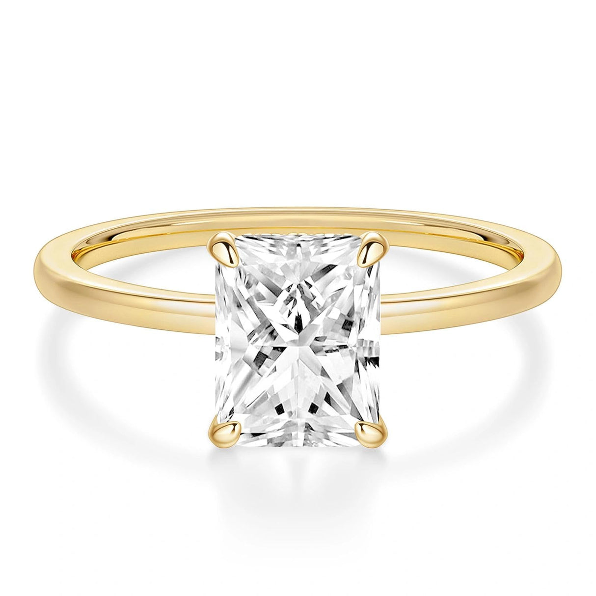 EAMTI 3CT Engagement Rings for Women Radiant Cut CZ Solitaire Promise Wedding Bands Travel Ring 14K Gold Plated Size 7