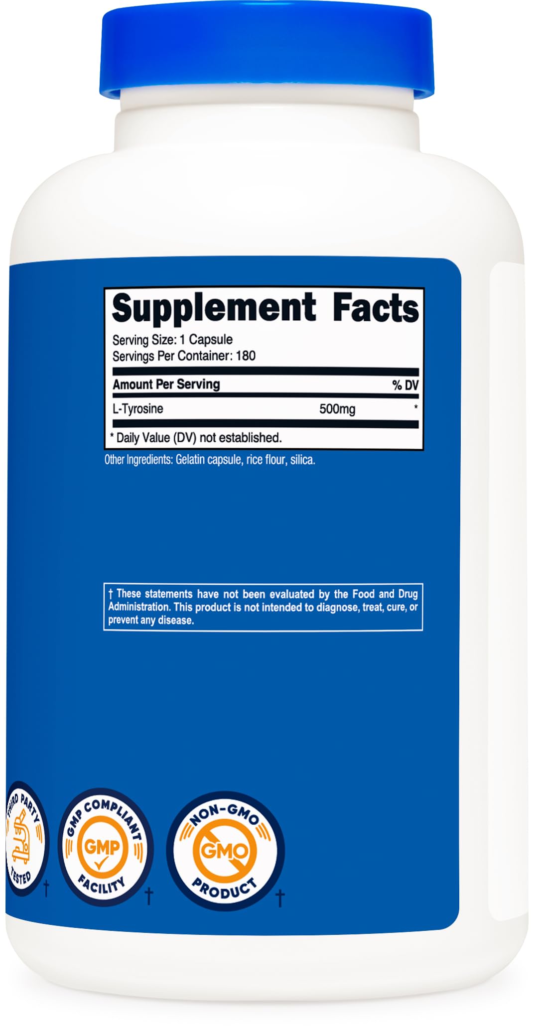 Nutricost L-Tyrosine 500mg, 180 Capsules (2 Bottles)