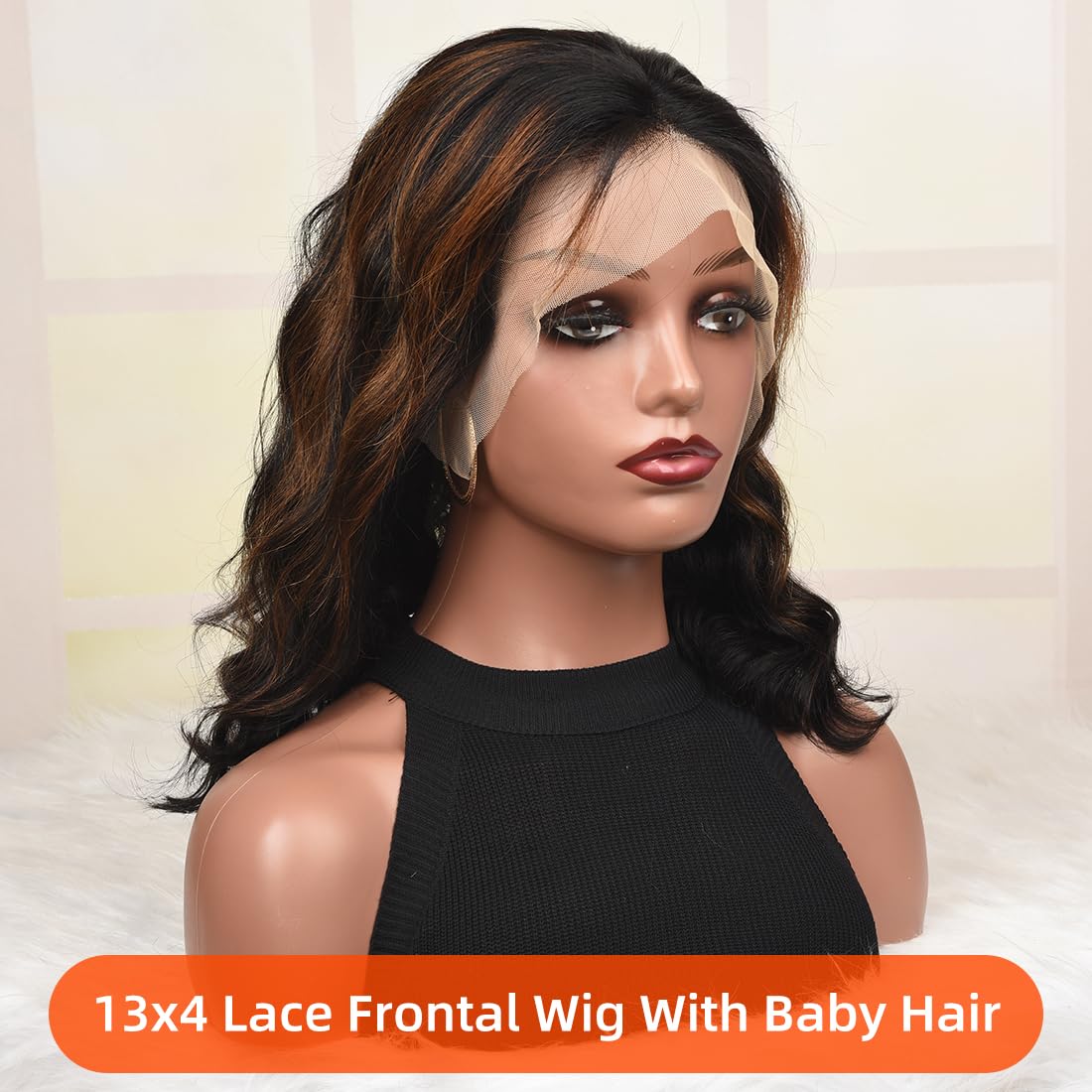 CIYOO 1B/30 Ombre Highlight Bob Wig Human Hair 14 inch Body Wave Bob Wig Loose Wavy 13x4 Highlight HD Lace Frontal Bob Wig Human Hair 180% Density Pre Plucked Ombre Colored Short Wigs for Black Women