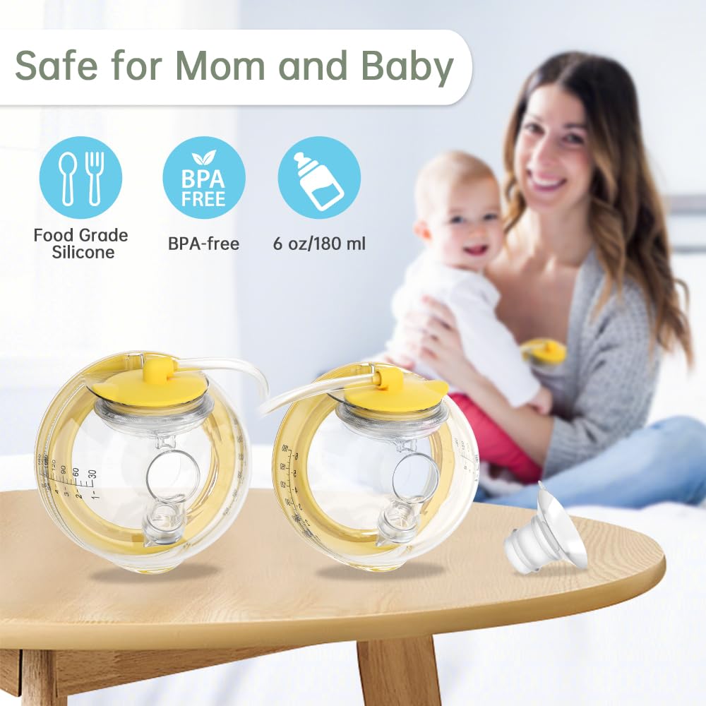PumpMom-us Wearable Breast Pump Collection Cup Compatible with Spectra S1 S2 9 Plus and SG, Replace Pump Kits 27mm Flange and 17/19/21/24mm Insert Included