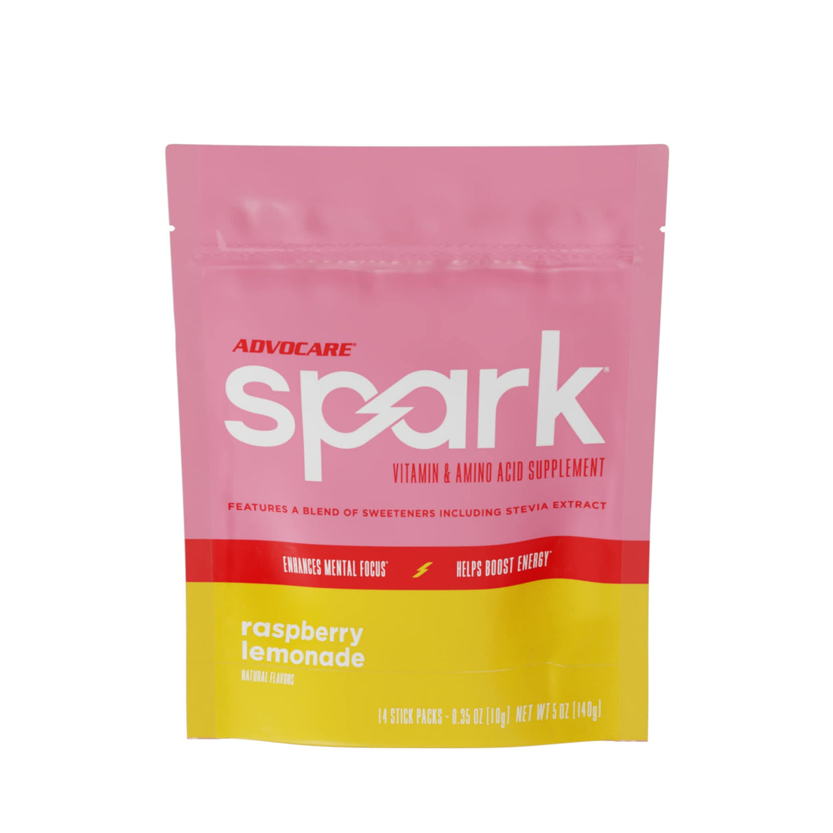 AdvoCare Spark Vitamin & Amino Acid Supplement - Sugar-Free Focus & Energy Drink Powder with Vitamins A, C, E & B-12 - Raspberry Lemonade, 14 Stick Packs