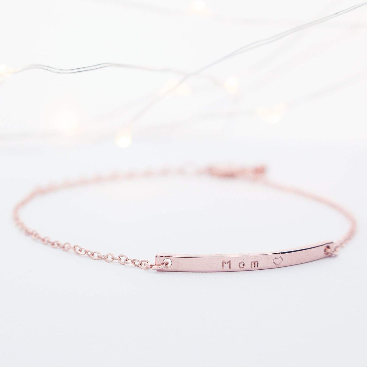 Petite Boutique 16K Gold Your Name Bar Bracelet Personalized gift Gold Plated bar Delicate Hand Stamp Best bridesmaid Wedding Graduation Gift