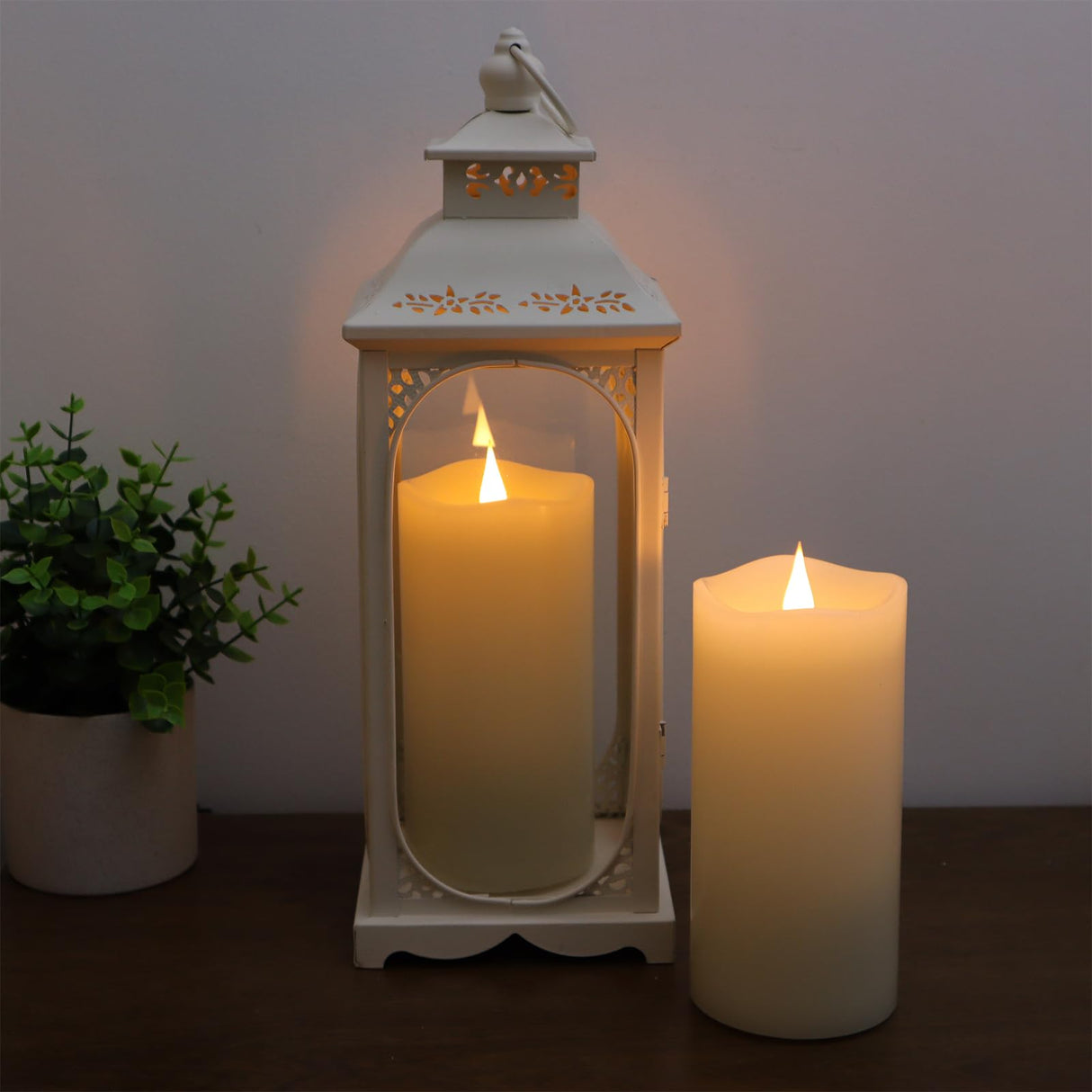 3 Pack Flickering Flameless Candles Battery Operated with Timer, 3D Moving Flame Last 1000+ Hours, Ivory Real Wax Electric LED Pillar Candle for Wedding Christmas Decorations