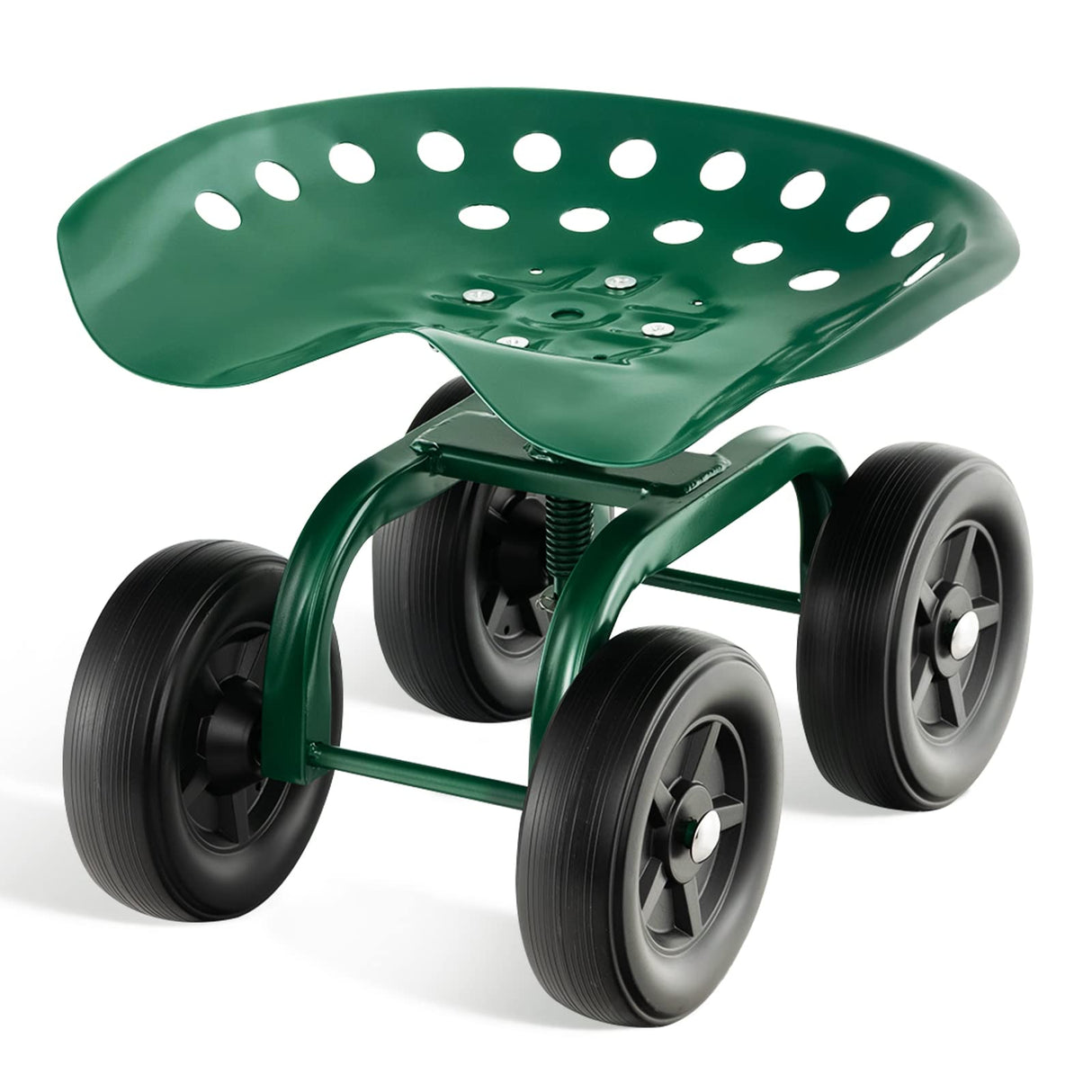 Toolsempire Garden Cart with Seat, Heavy-Duty Rolling Outdoor Wagon Scooter w/Height Adjustable & 360° Swivel Seat, Gardening Work Seat Stool, Patio Scooter on Wheels for Lawn Yard Planting (Green)