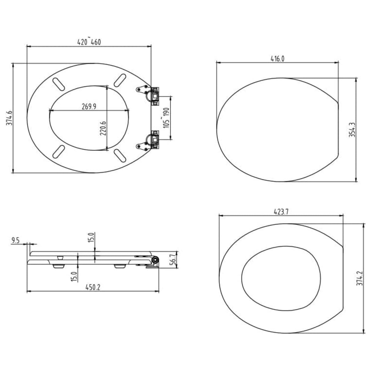 Cambridge Oak Toilet Seat | Wood Oak Effect | Traditional Style | Soft Close Hinges | Universal Size | Bathroom Toilet Seats