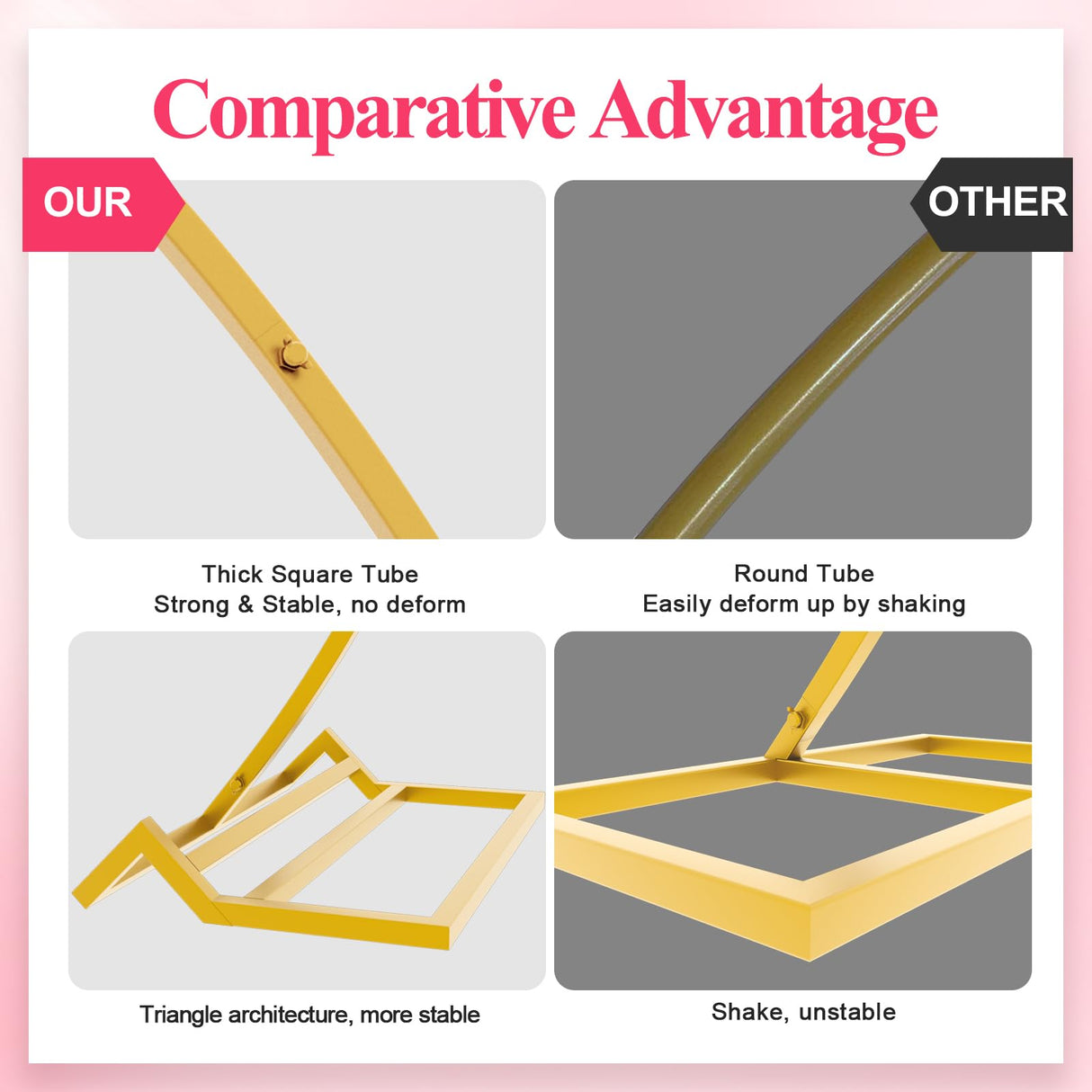 Wokceer Round Backdrop Stand 8FT Gold Wedding Balloon Arch Stand for Party