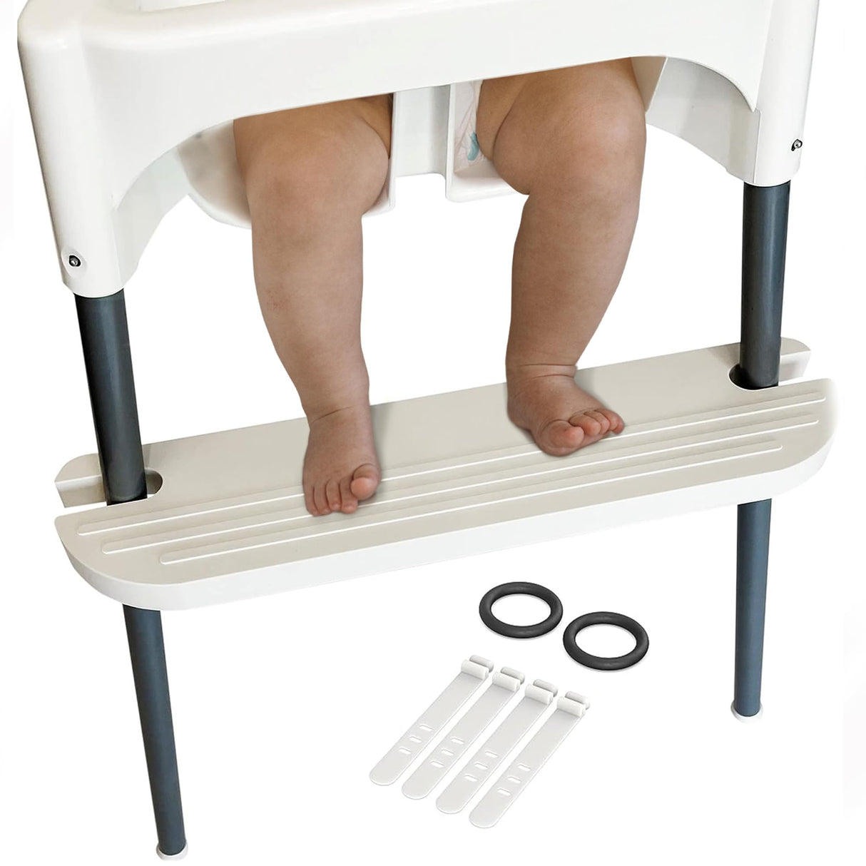 White IKEA High Chair Foot Rest, Compatible with Antilop Chairs | Adjustable, Reversible & Non-Slip Footrest for IKEA Chair - Made with Durable Polypropylene - Antilop Accessories