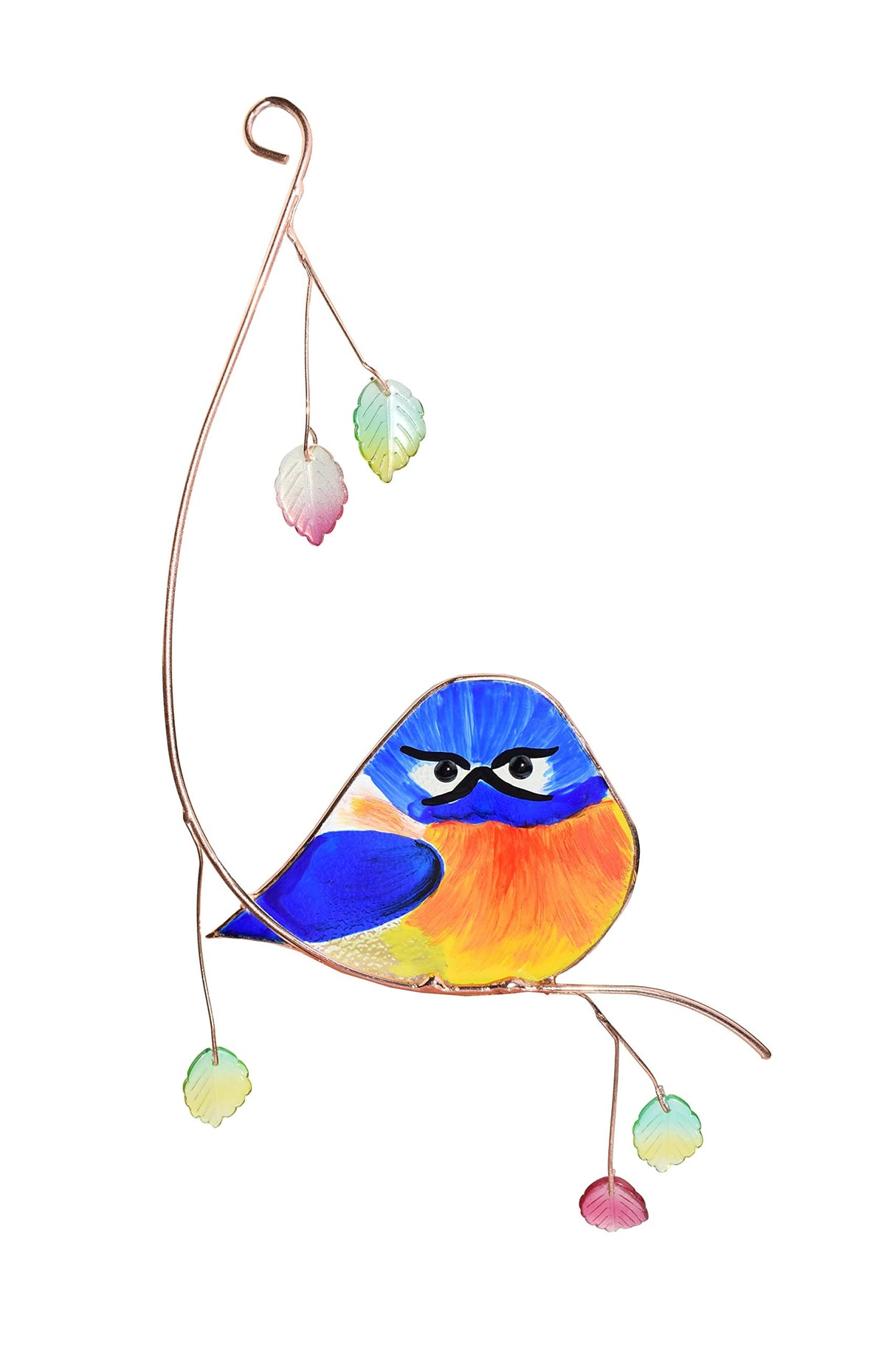 Lolitarcrafts Grumpy Owl Stained Glass Suncatcher Bluebird Stained Window Painting Bird Hanging