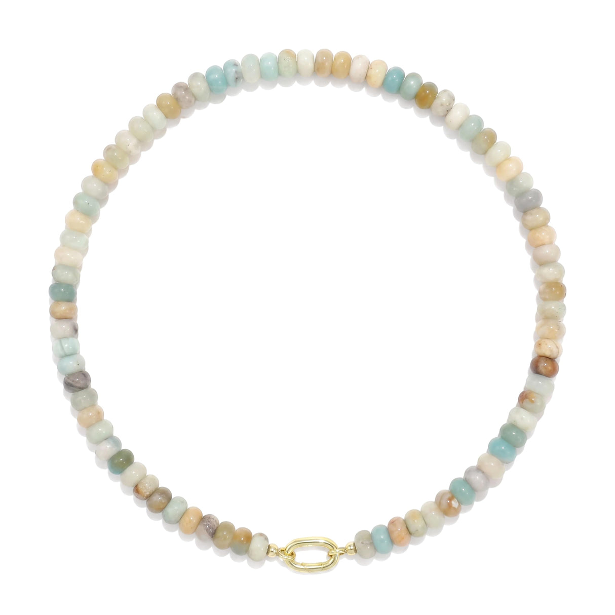 ROISE LADY Amazonite Natural Stone Beaded Necklaces for Women Boho Gemstone Bead Choker Summer Beach Vacation statement Trendy Charm Necklace