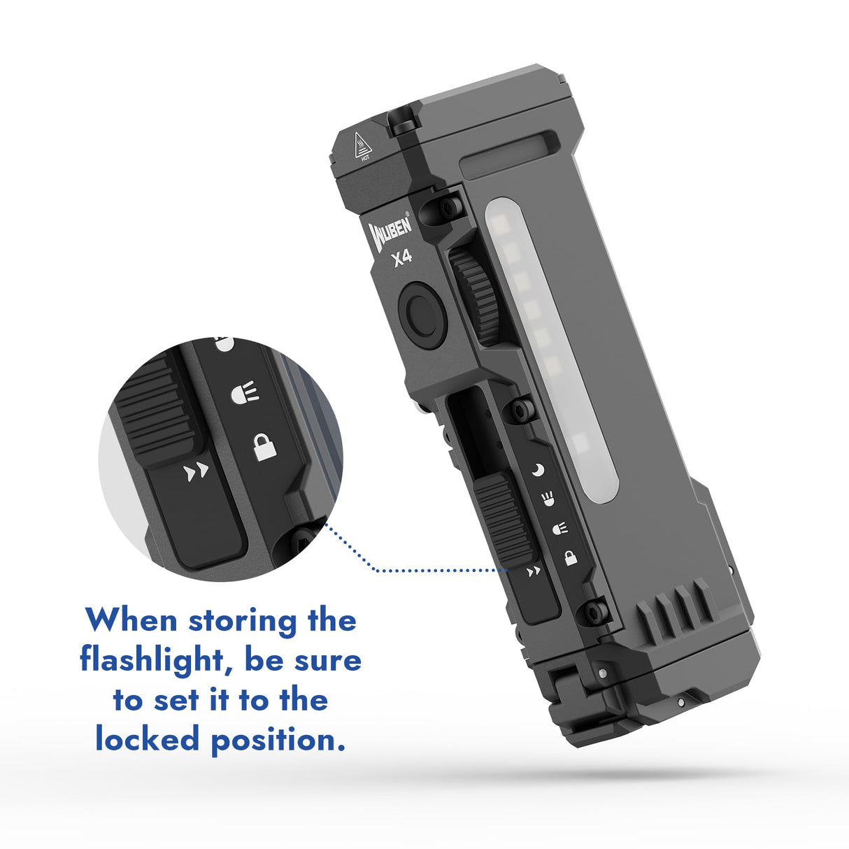 WUBEN X4 EDC Rechargeable Flashlight with RGB Light, LED Flashlight 1500 High Lumens with Tactical Switch and Magnetic, IP65 Portable Pocket USB C, Mini Flash Light for Travel, Camping, Work