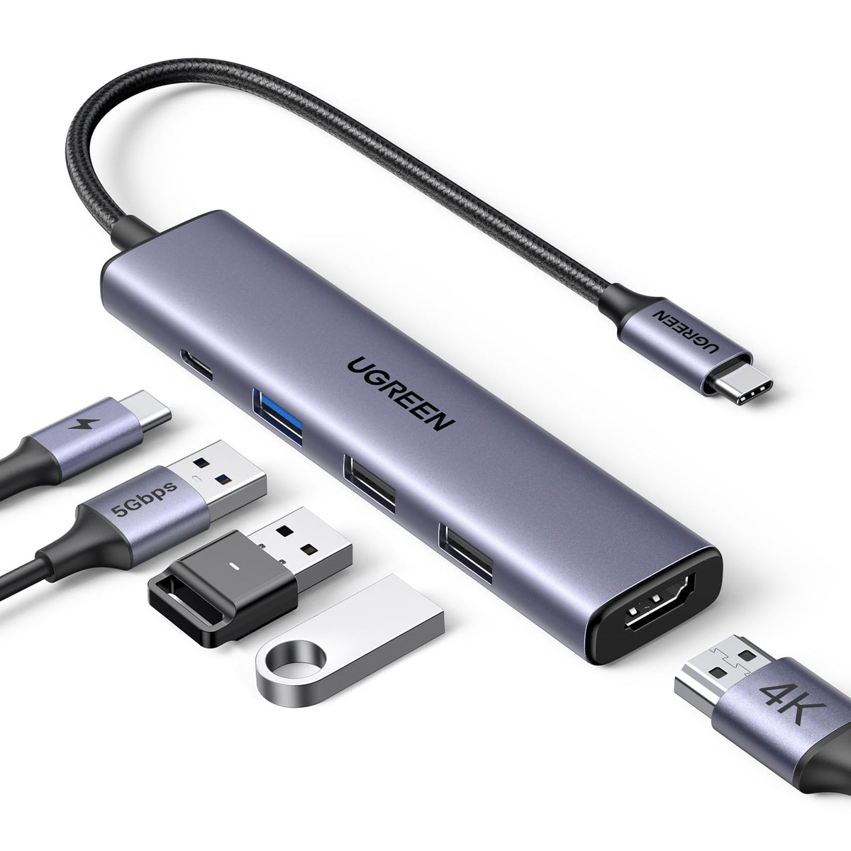 UGREEN USB C Hub 5 in 1 Multiport USB Adapter 4K HDMI, 100W Power Delivery