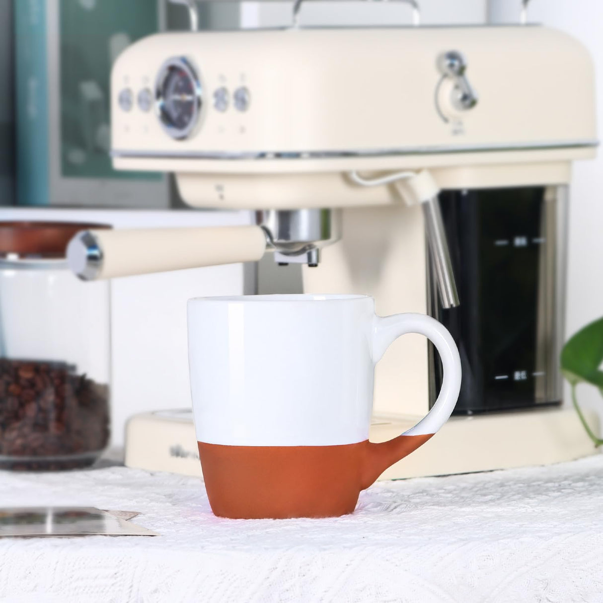 Smilatte 20 OZ Large Coffee Mug, Nice Ceramic Boss Tea Cup with Big Handle for Dad Men Women, Unique Style for Any Kitchen, White