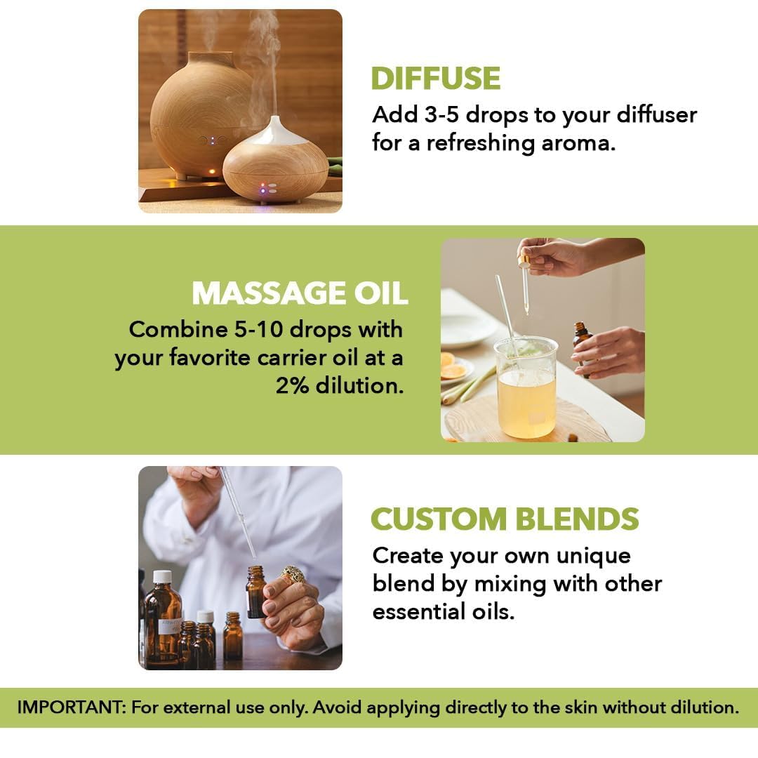 MAJESTIC PURE Lemongrass Essential Oil | 100% Pure and Natural Oil | Premium Grade Essential Oils for Hair Care, Home Diffusers, Skin, Aromatherapy, Massage and Humidifiers | 4 Fl Oz (Pack of 2)