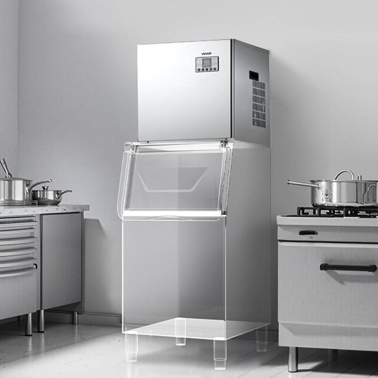 VEVOR Commercial Ice Maker Machine - Head, 550 Lbs/Day Stainless Steel Ice Machine with Scheduled Ice-Making, Self-Cleaning, Adjustable Thickness, Ideal for Restaurant Bar Cafe Hotel - Head Only