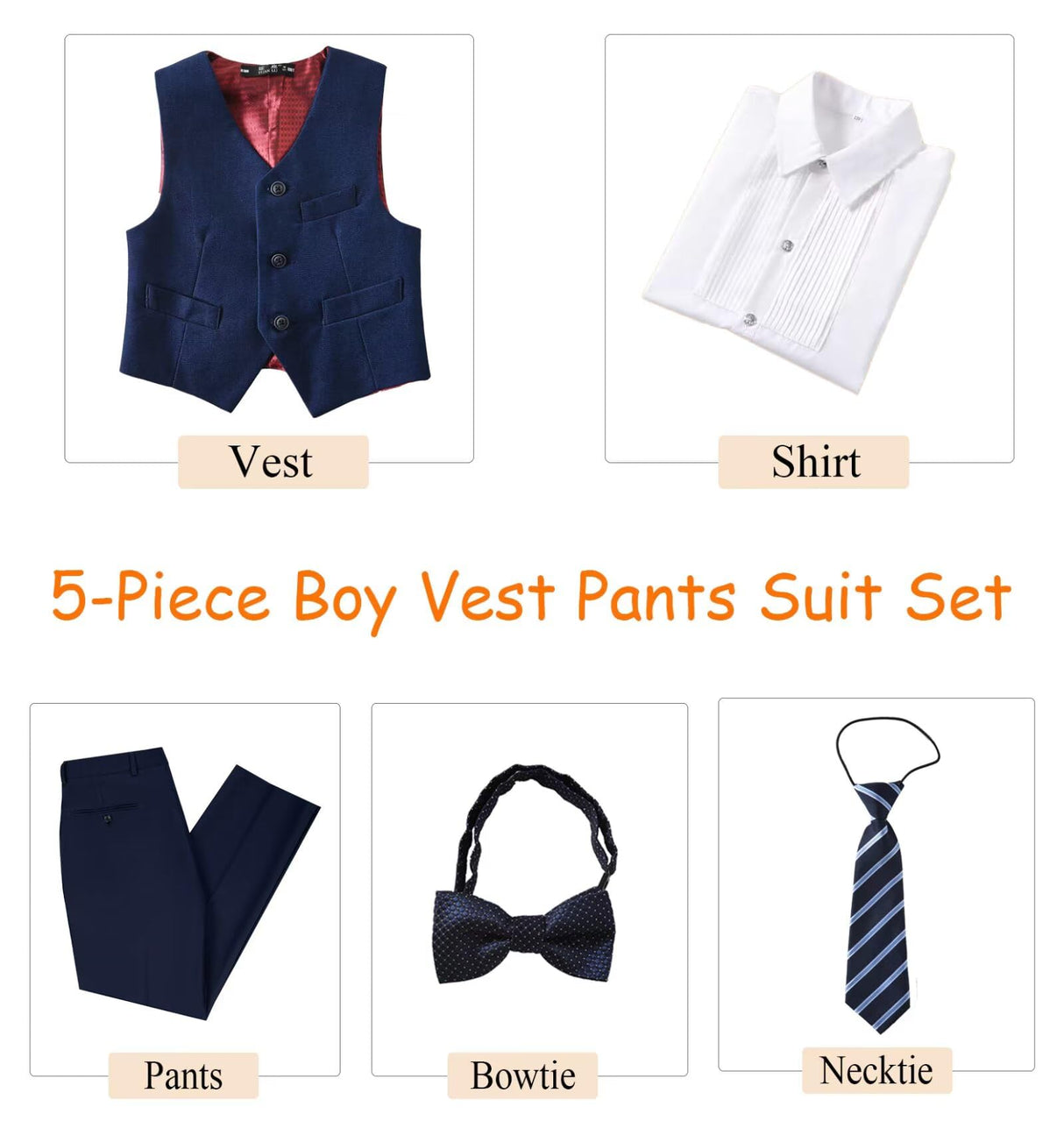 Boys Suit Size 10 Kids Navy Blue Suits for Boys Toddler Suit Set First Communion Suit Ring Bearer Christmas Outfit