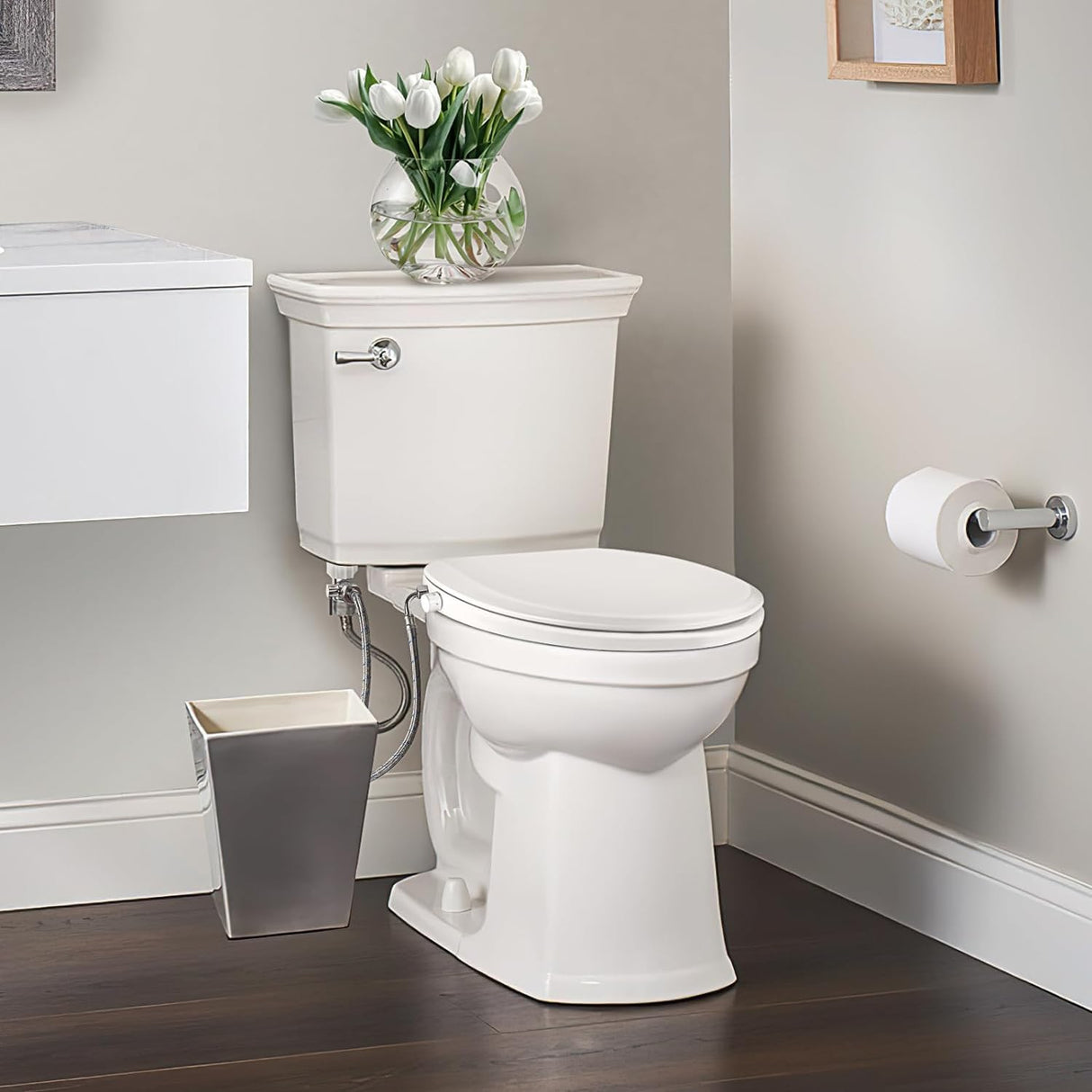Clirass Elongated Bidet Toilet Seat with Quiet-Close, Non-Electric Bidet Mode with Dual Nozzles, Fit Elongated Toilet Seat, Adjustable Water Pressure with Brass inlet (Elongated)