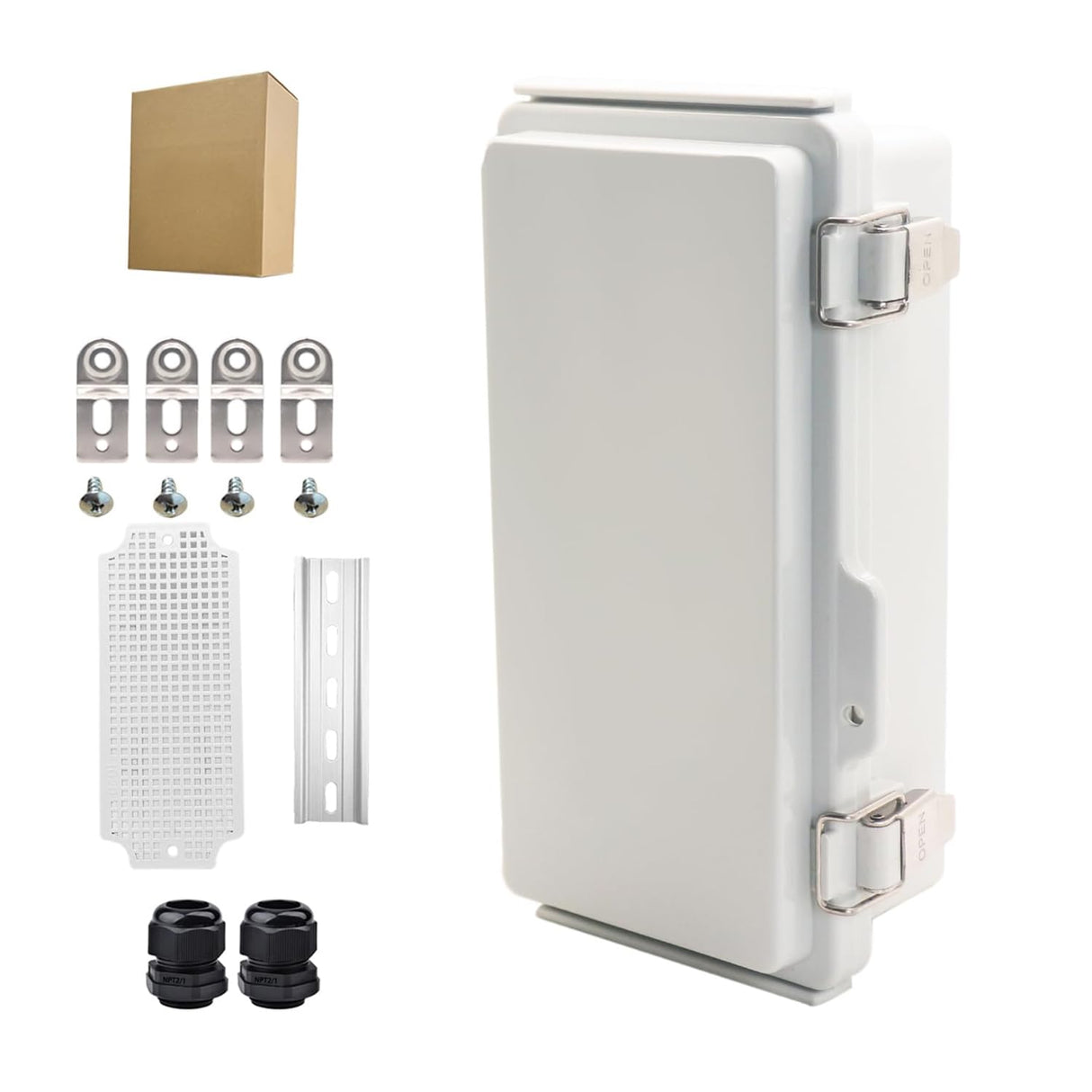 YETLEBOX Outdoor Waterproof Electrical Box Junction Box Weatherproof IP67 ABS Plastic Enclosure Switch Router Project Box Electronics Enclosure With Mounting Plate Wall Bracket Grey 7.9" x 3.9" x 2.8"