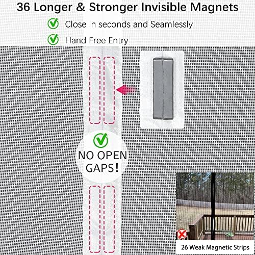 Upgraded Magnetic Screen Door Thicker Fiberglass Mesh,36 Longer Magnets,Screen Door Mesh Magnetic Closure for Single Door,Retractable Magnetic Door Screen,Fit Doors to 32x80 Inch White