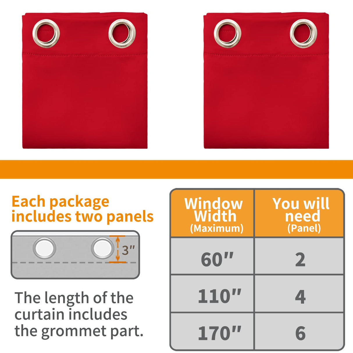 YoungsTex Red Blackout Curtains 63 Inch Length for Bedroom - Grommet Room Darkening Window Drapes Thermal Insulated for Christmas Living Room, 2 Panels, 42 x 63 Inch
