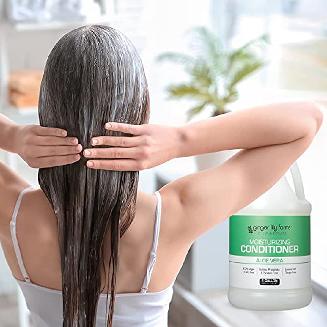 Ginger Lily Farms Club & Fitness Moisturizing Conditioner for Dry Hair, 100% Vegan & Cruelty-Free, Aloe Vera Scent, 1 Gallon Refill (Pack of 4)