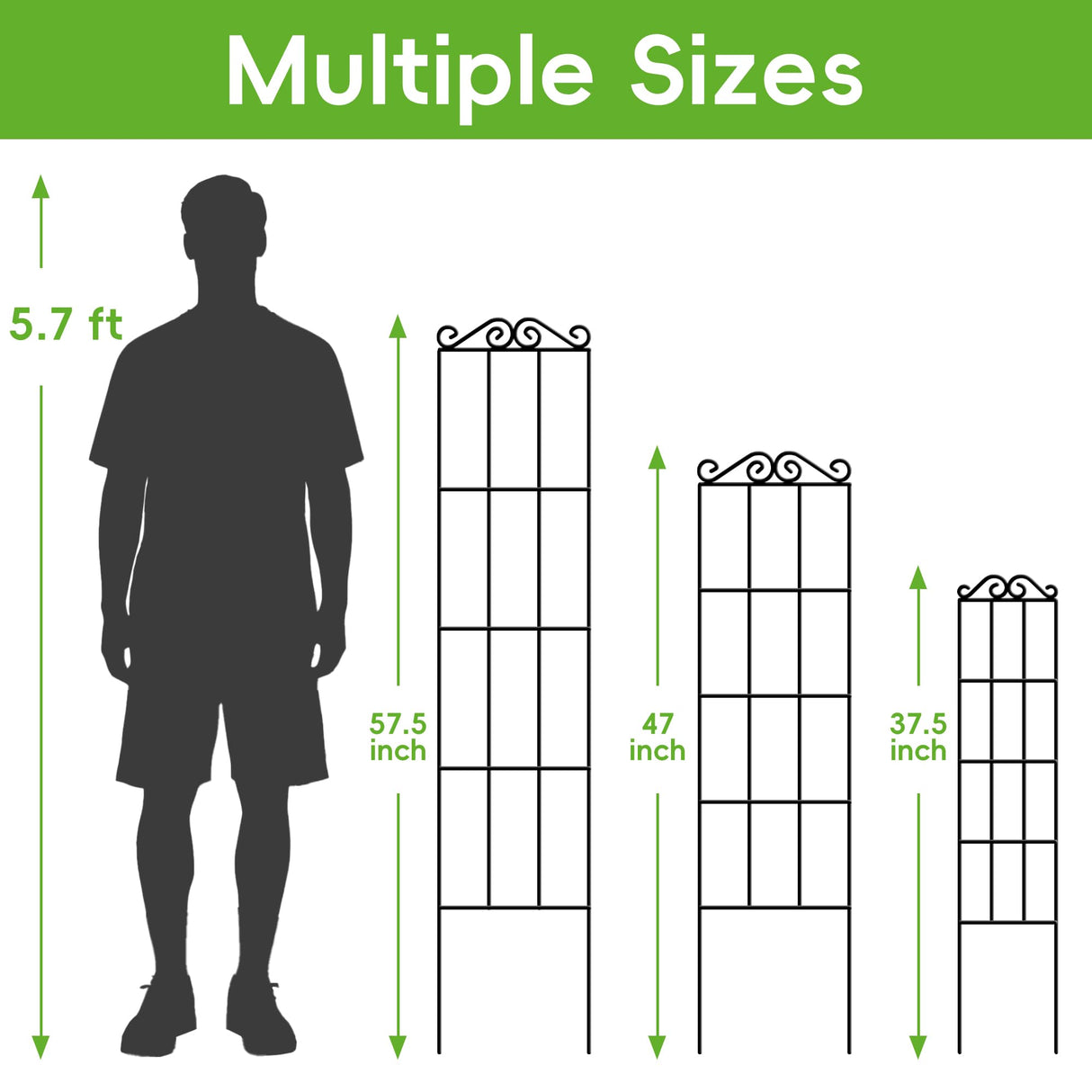 ARIFARO 4Pack 37.5'' Metal Garden Trellis for Climbing Plants Outdoor