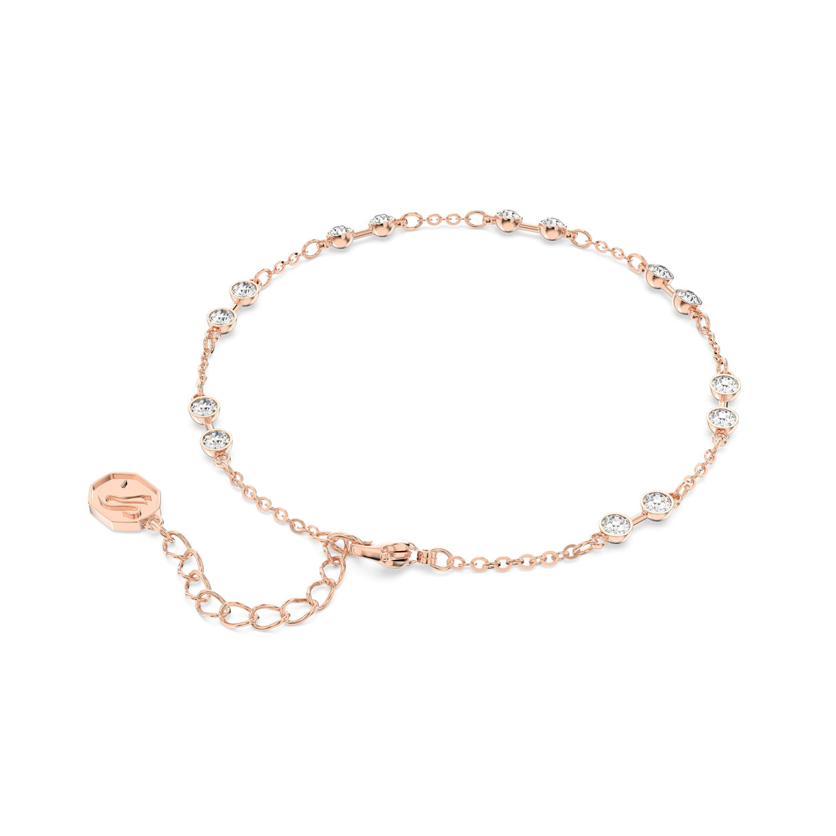 Swarovski Remix Collection strand, Round cut, clear, Rose gold-tone finish