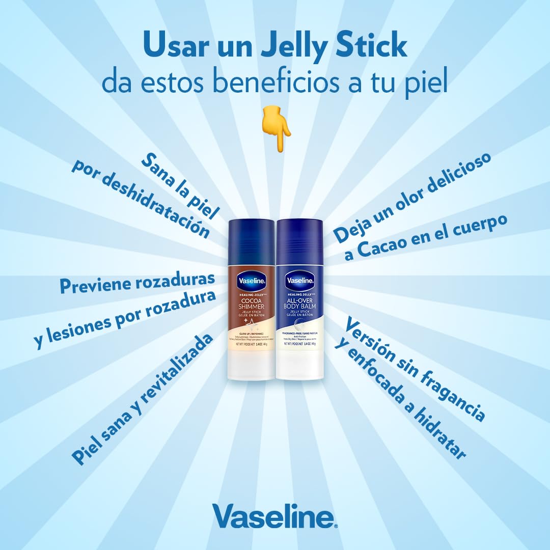 Unilever Vaseline Cocoa Shimmer Jelly Stick GLOW UP Body Luminizer For Dewy Radiant Skin 1.4 oz - 3 Count