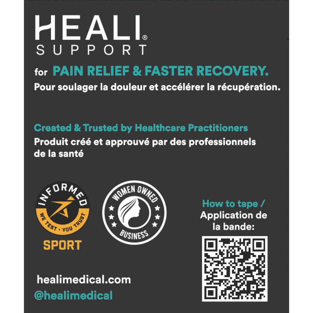 Heali Kinesiology Tape with Magnesium and Menthol, 20 Pcs Precut Strips, K Tape Roll, Knees, Physical Therapy Sports Tape for Muscle and Joint Pain Relief, Water Resistant, Blue Inspo