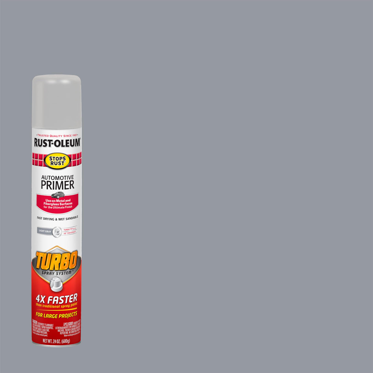 Rust-Oleum 393379-6PK Stops Rust Turbo Automotive Primer Spray, 24 oz, Flat Light Gray, 6 Pack