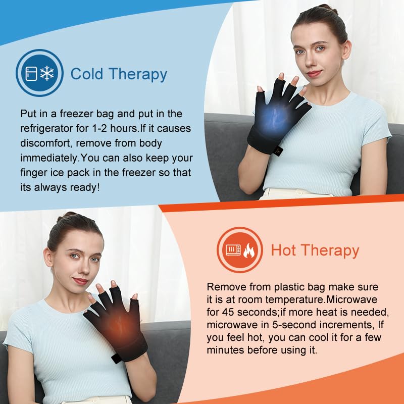 highco Compression Hand Ice Pack Glove for Arthritis Pain Relief,Adjustable Wrist Strap Ice Pack Wrap for Hand and Fingers,Cooling Ice Packs Glove for Women and Men,Tendonitis, Swelling,Black