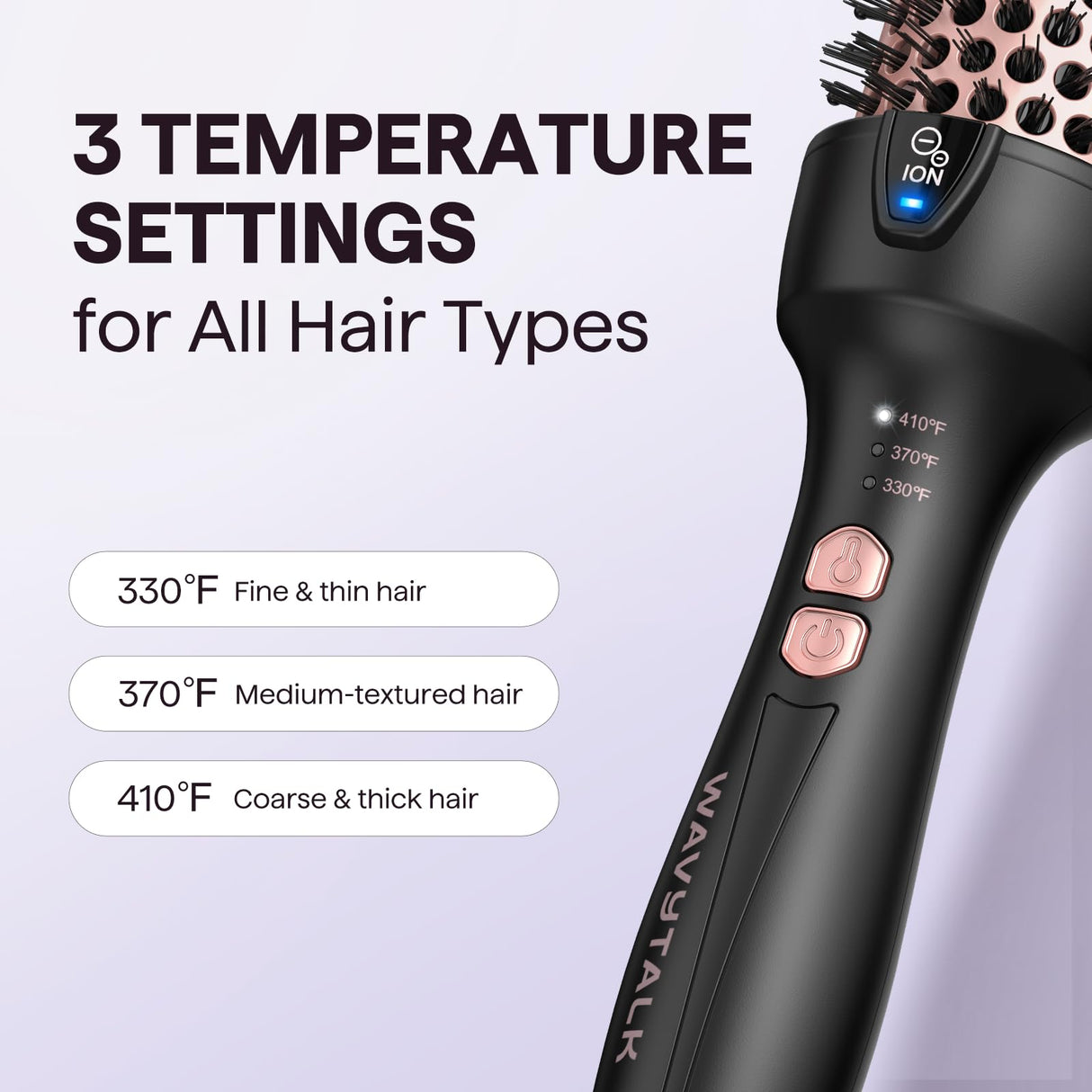 Wavytalk Updated Version Thermal Brush for Blowout Look, Blowout Express 1.5 Inch Ionic Thermal Round Brush Makes Hair Smoother Get Natural Curls, Dual Voltage, Easy to Use