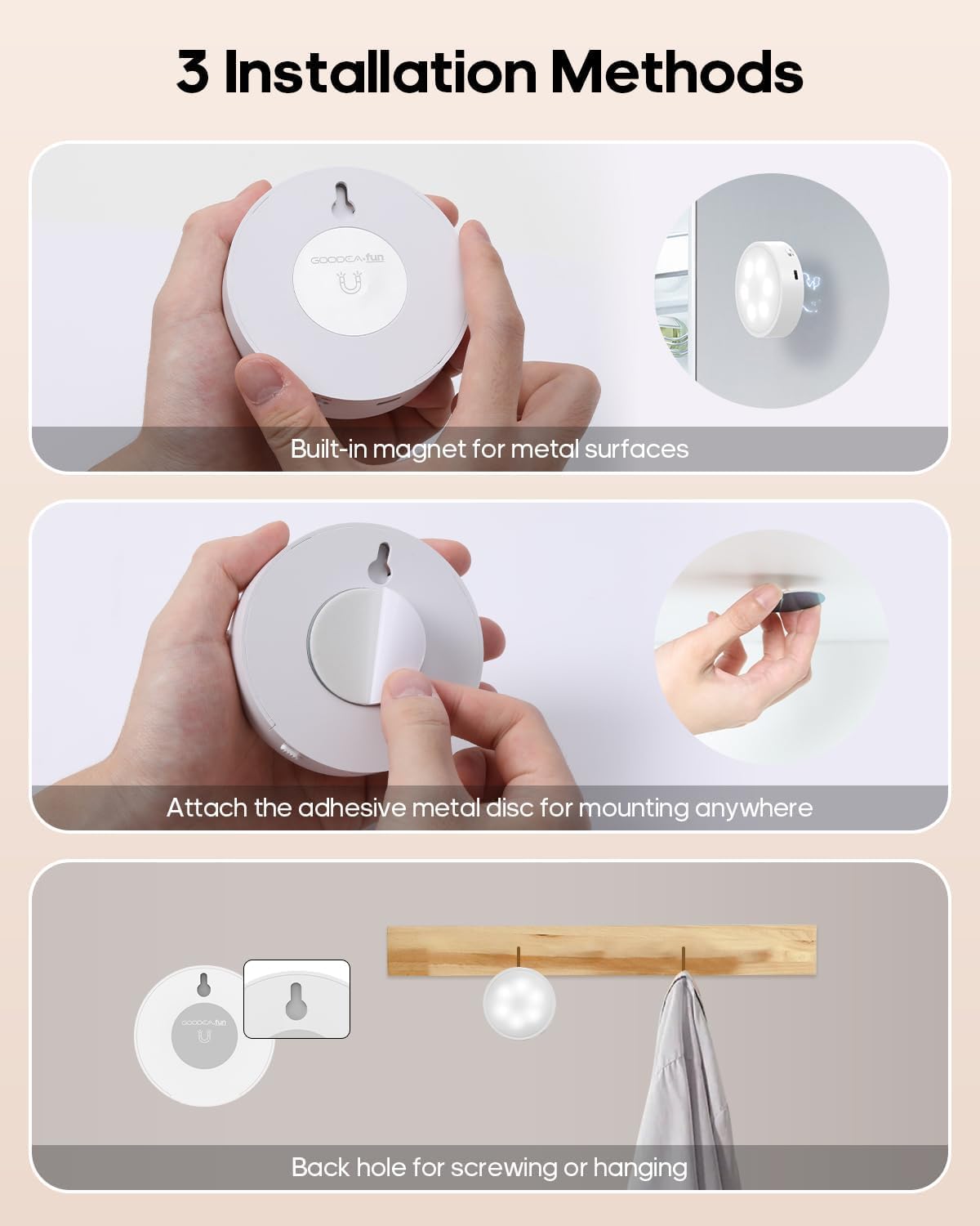 Puck Lights with Remote, Rechargeable White&13 RGB Colors Tap Lights, 6Pack