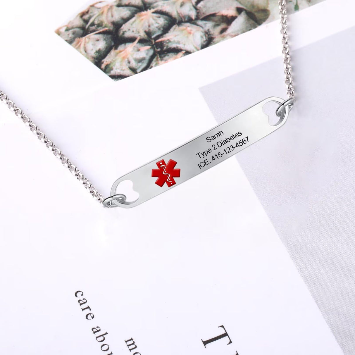 Personalized Medical Alert ID Bracelets for Women & Men Stainless Steel