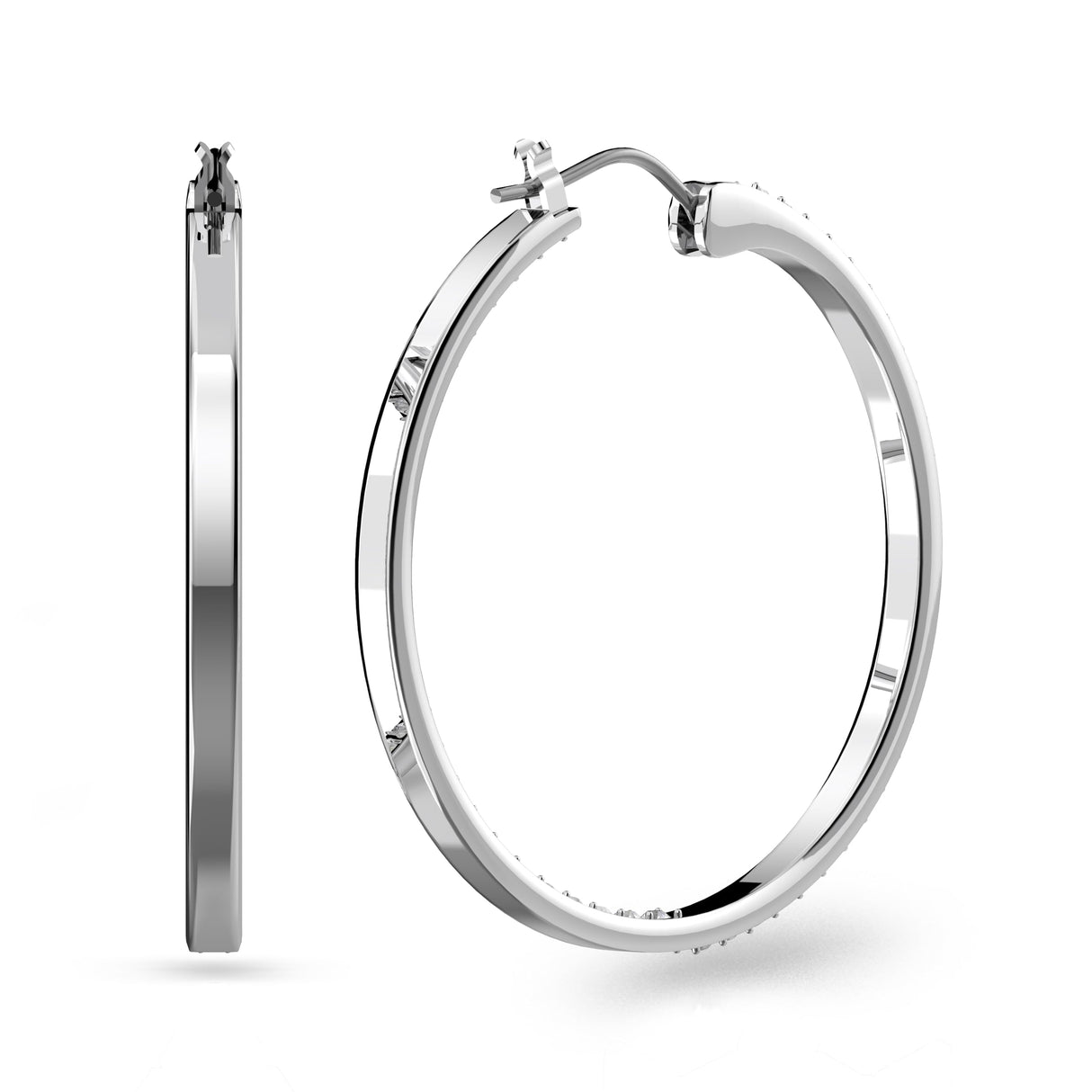 Swarovski Sommerset hoop earrings, clear, Rhodium finish