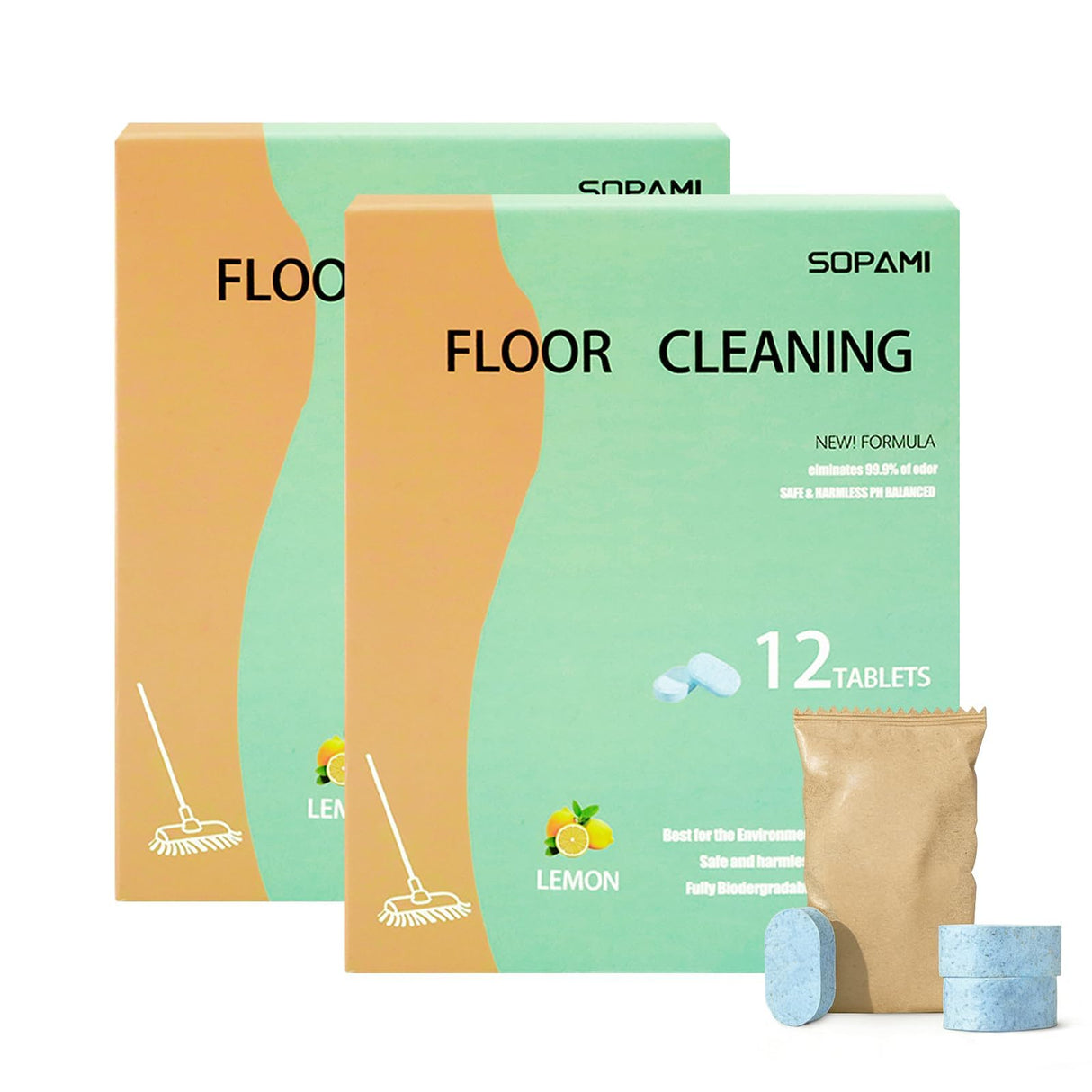 SOPAMI multi-effect floor cleaning tablets 24 Counts Lemon Scent