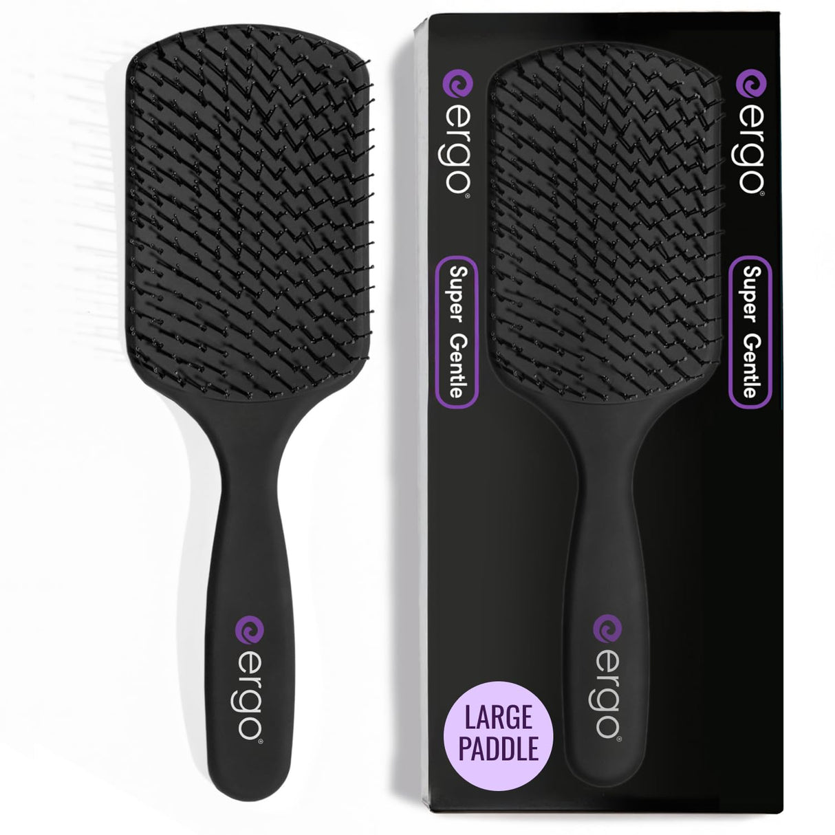 Ergo Super Gentle Mini Paddle Brush for Blow Drying - Hair Brushes for Women with Thick or Thin Hair - Dual Hairbrush for Women - Detangler Hair Brush - Gently Detangles Curly or Wet Hair - ERG1000