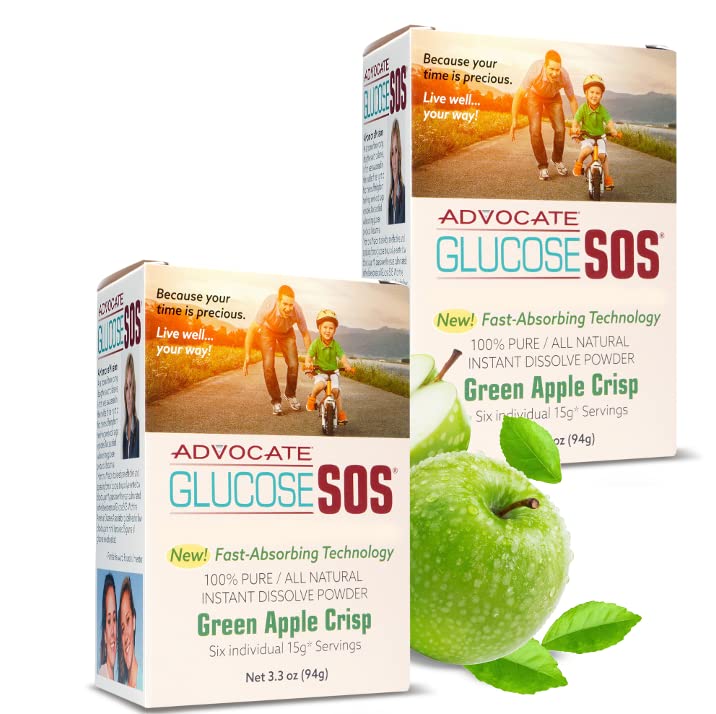 Glucose SOS Glucose Powder Packets with Natural Dextrose, Fast-Absorption That Instantly Dissolves in Your Mouth with No Water Needed, Green Apple Crisp 12 Servings