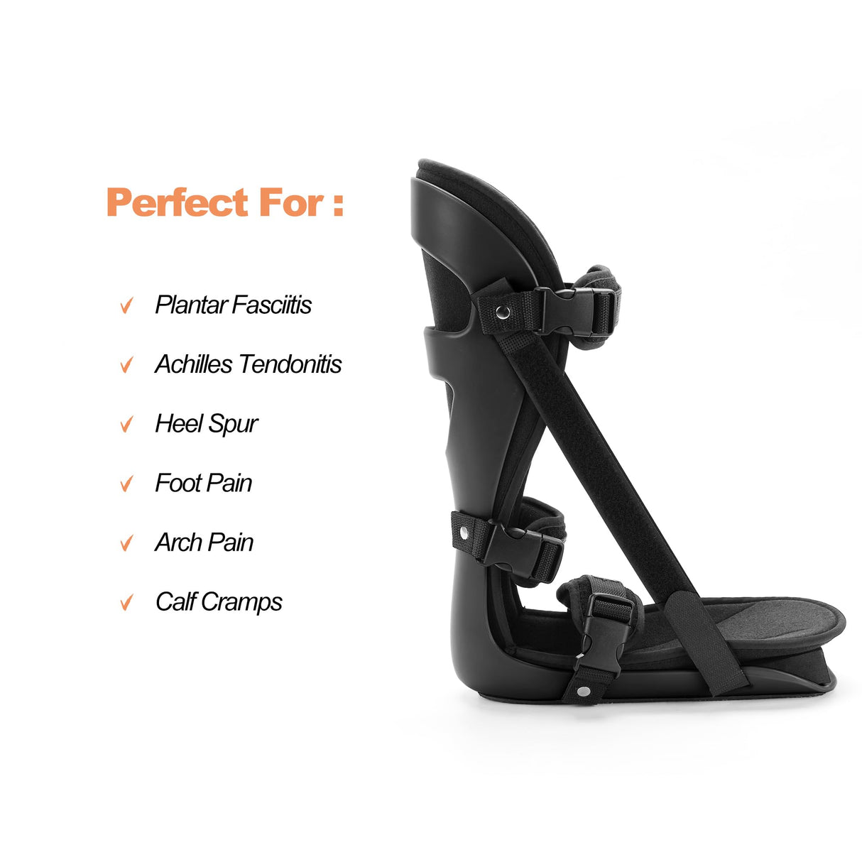 honarry Plantar Fasciitis Night Splint, Adjustable Foot Brace for Pain Relief, Achilles Tendonitis Night Splint(Black Shell and Black lining M)