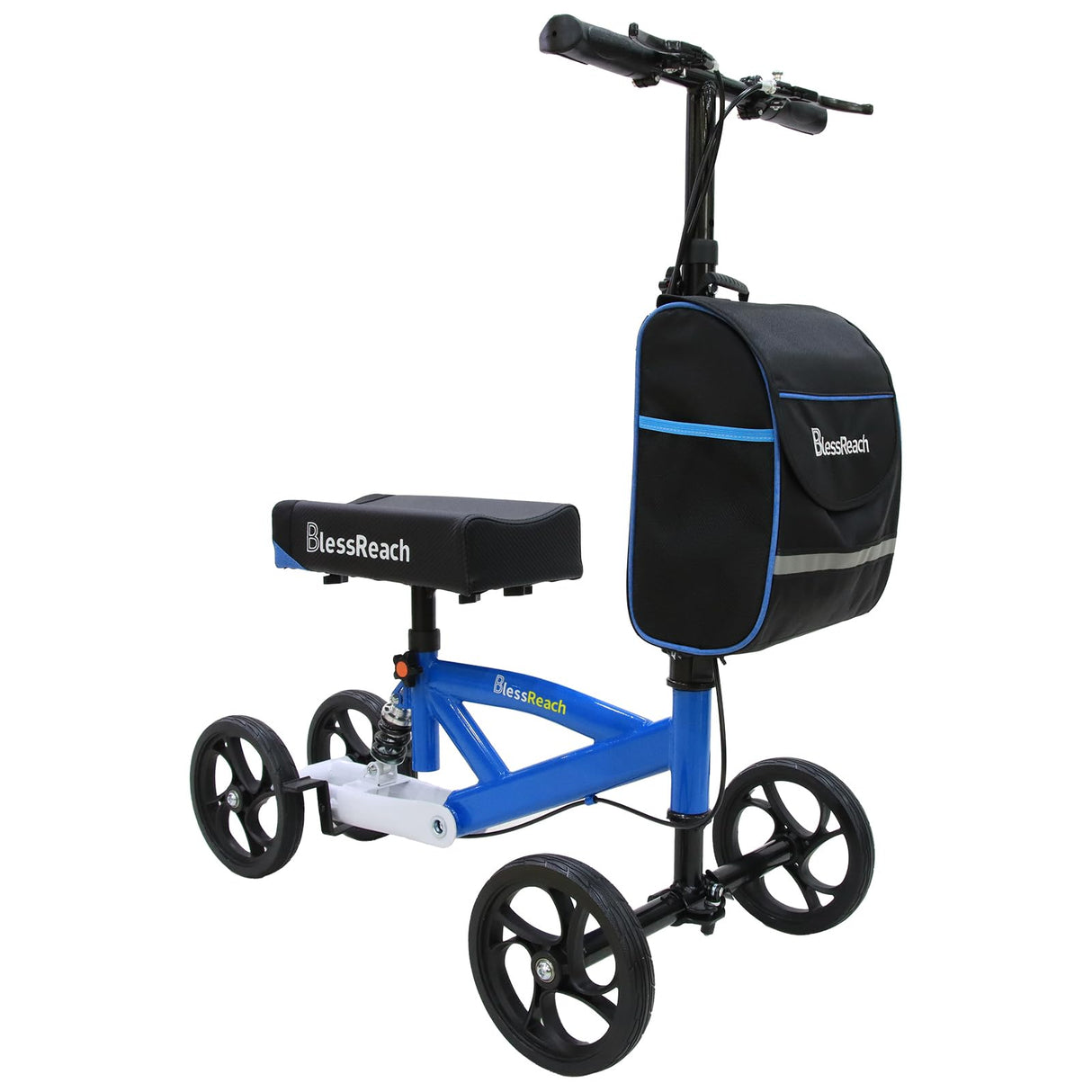 BlessReach Economy Knee Scooter Steerable Knee Walker for Foot Injuries Compact Crutches with Dual Rear on-Wheel Brake and Shock Absorption Under The Knee pad