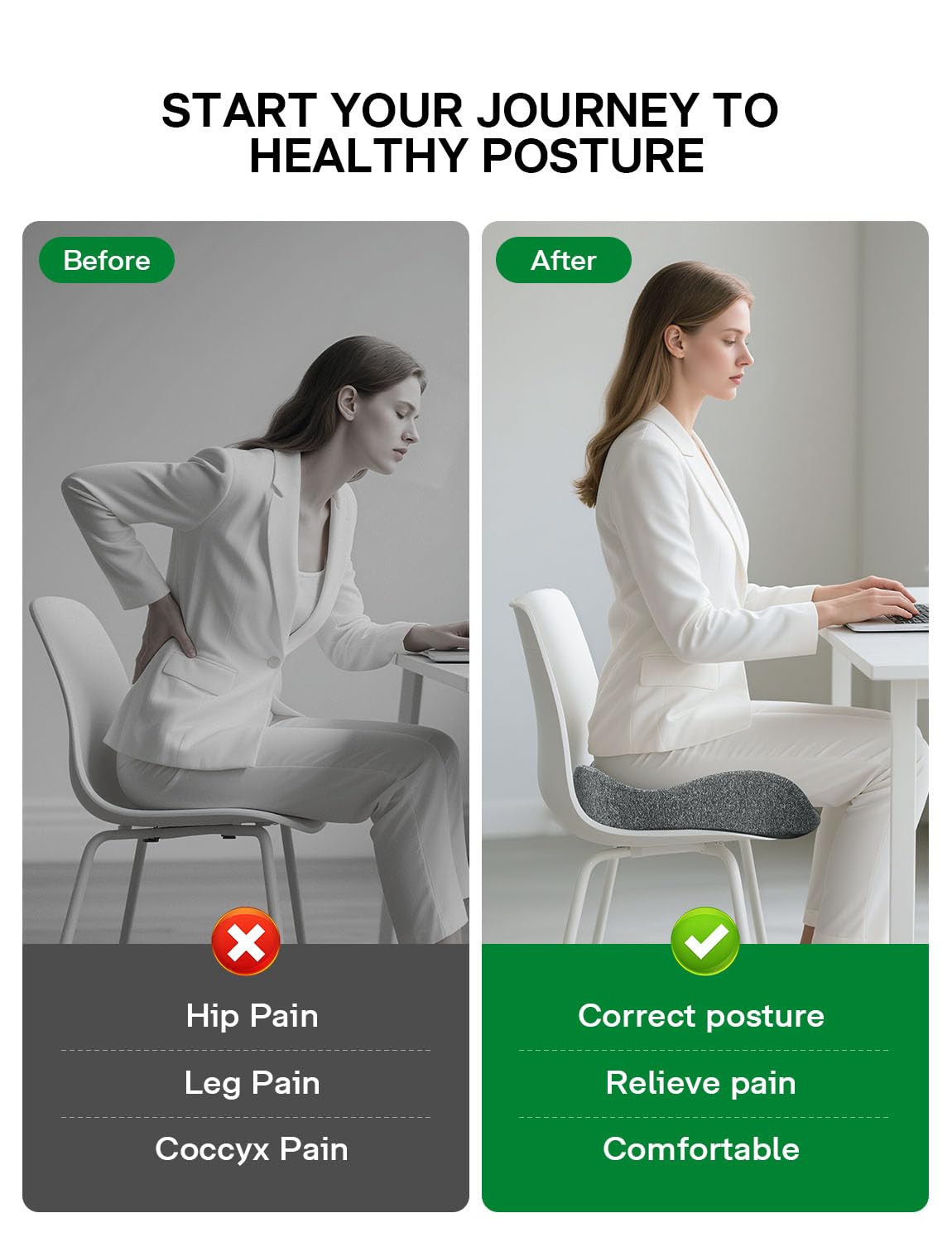 Medisana Seat Cushion - SC 100 Memory Foam Seat Cushions for Office Chairs, Car Seat, Wheelchair - Sciatica & Tailbone & Coccyx Pain Relief Pillow for Driver Sedentary People