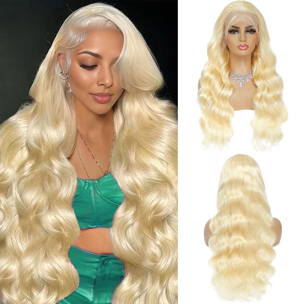 613 13x6 Lace Front Wig Human Hair 210 Density Blonde Wig Human Hair 30 Inch Body Wave Lace Front Wigs Human Hair Pre Plucked 613 HD Lace Frontal Wig Human Hair 613 Wig