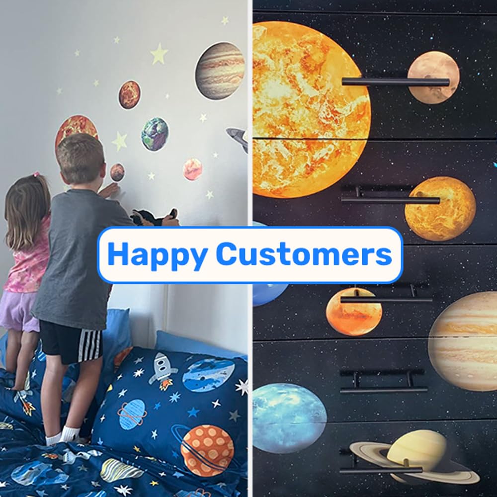 Glow in The Dark Stars and Planets, Bright Solar System Wall Stickers -Glowing Ceiling Decals for Kids Bedroom Any Room,Shining Space Decoration, Birthday Christmas Gift for Boys and Girls (Green)